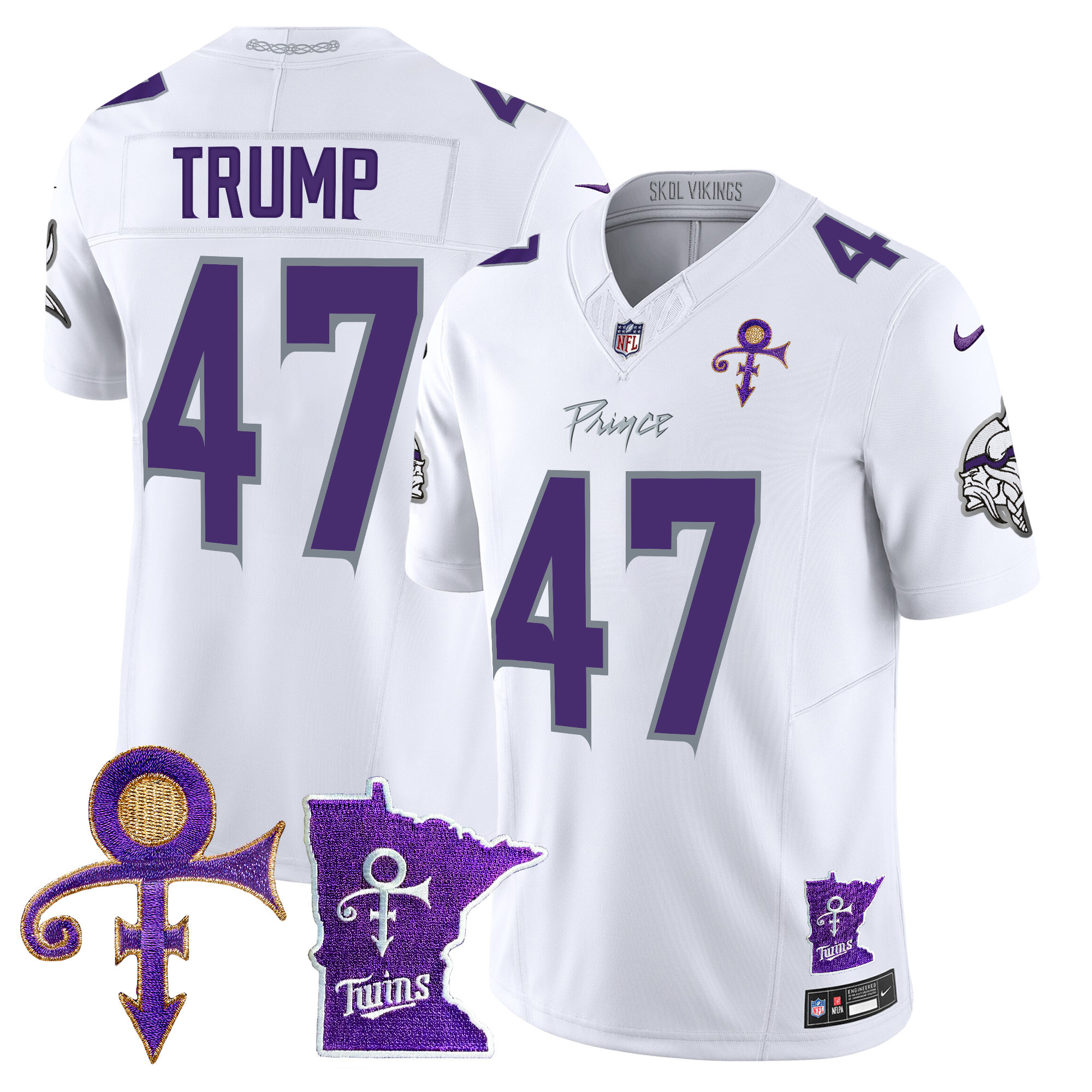 Men's Donald Trump Minnesota Vikings 2024 Prince Vapor Limited White Limited Jersey V2 - All Stitched