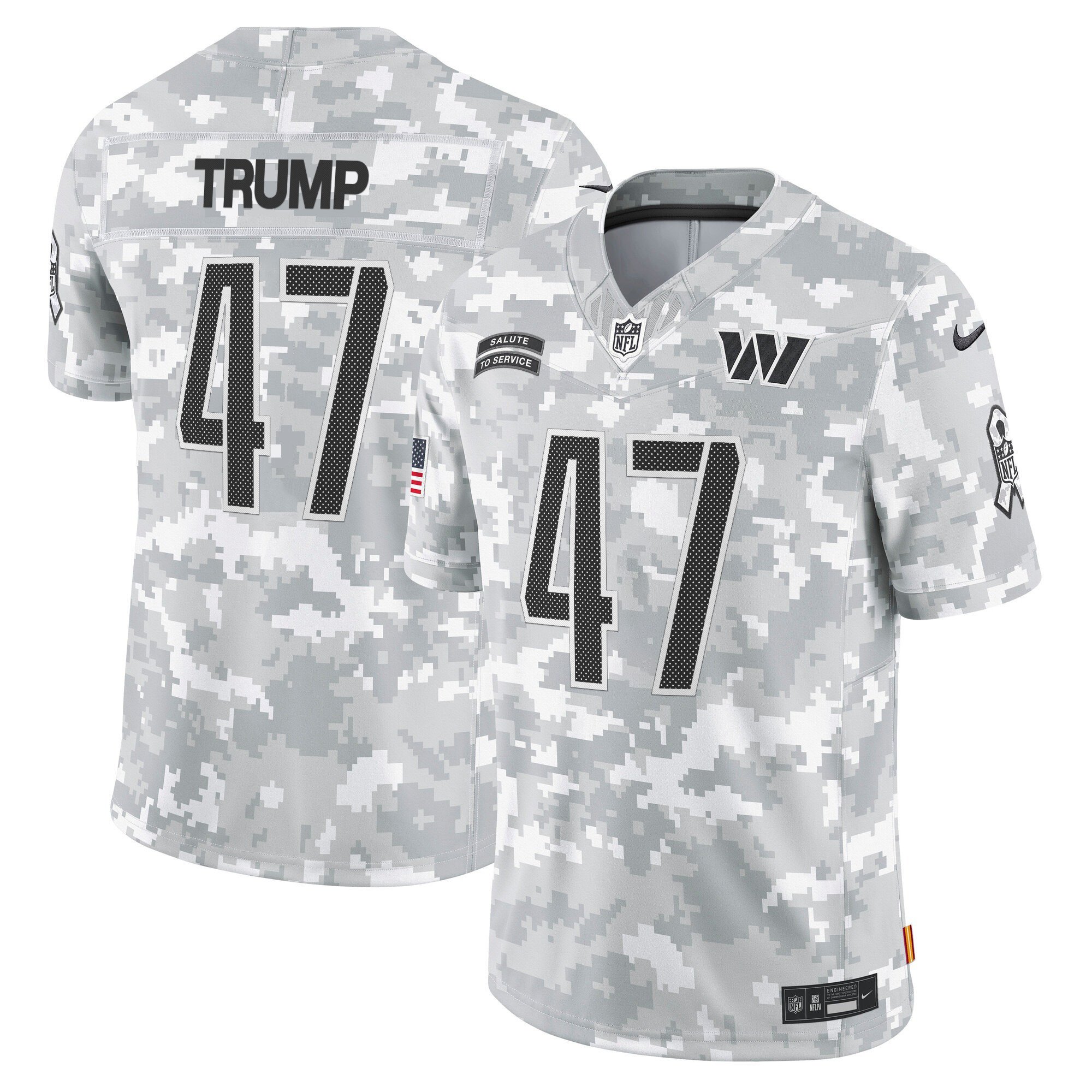 Men's Donald Trump Washington Commanders 2024 Salute to Service Vapor Limited Jersey - Arctic Camo - All Stitched