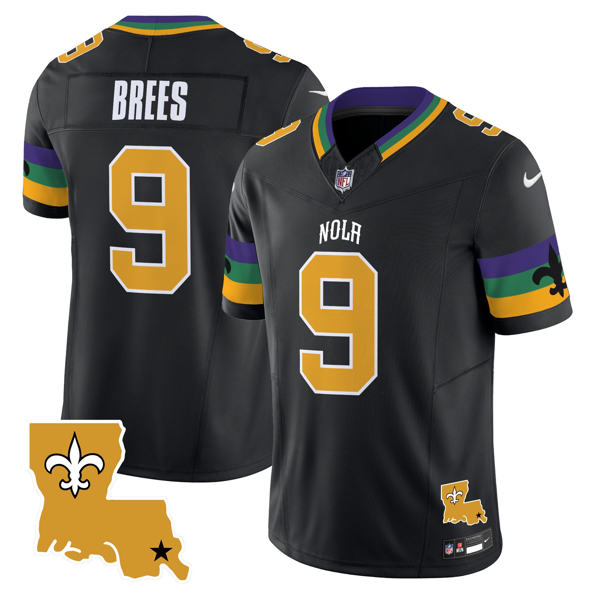 Men's Drew Brees New Orleans Saints 2024 New Orleans City Vapor Limited Black Jersey - All Stitched