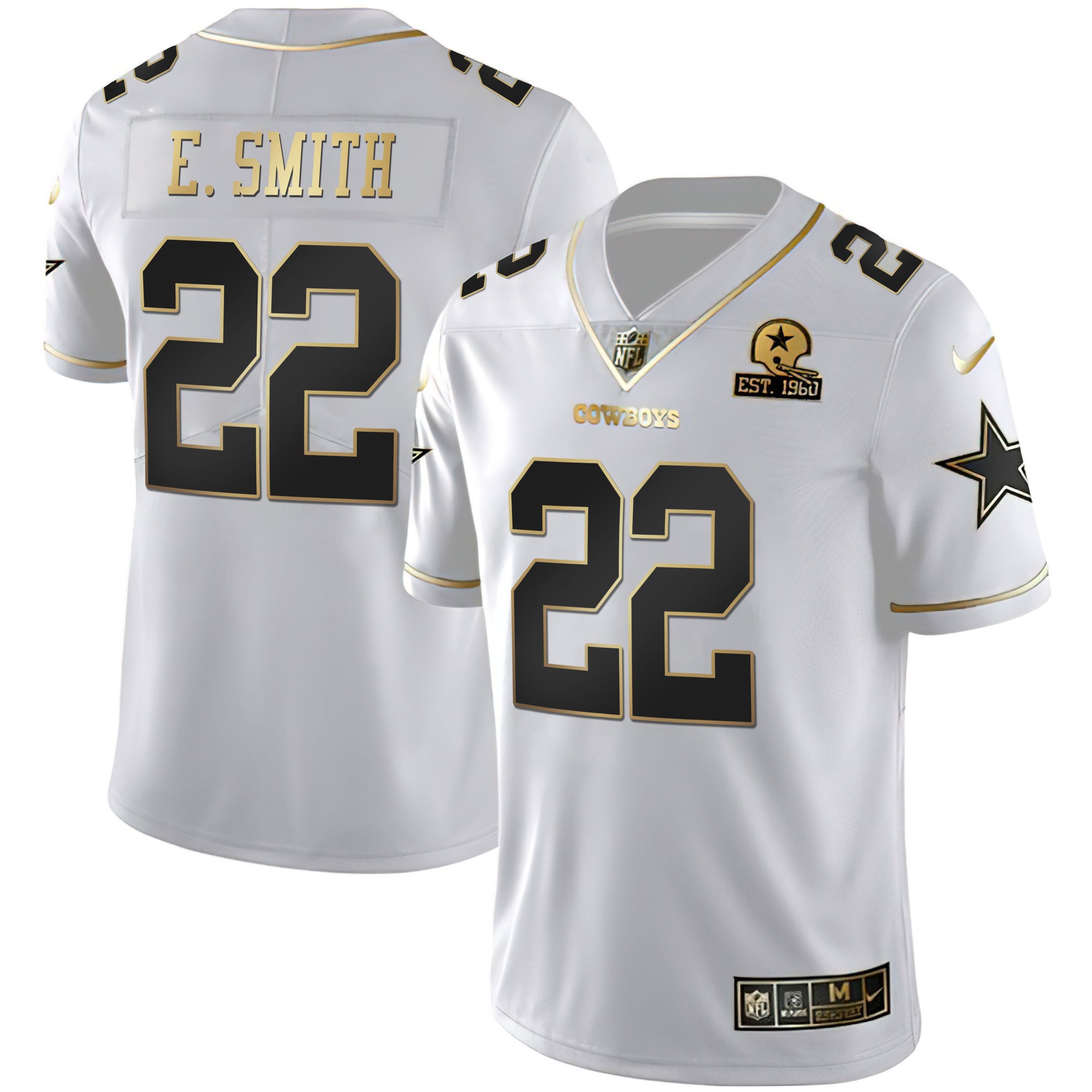 Men's Emmitt Smith Dallas Cowboys White Gold Jersey Collection - All Stitched