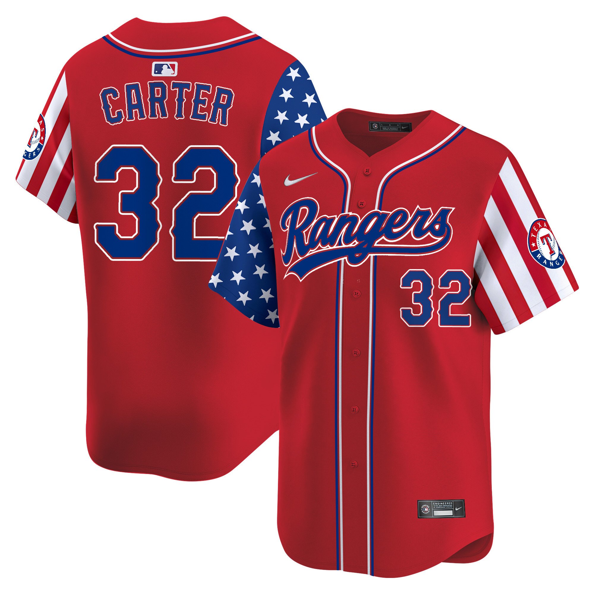 Men's Evan Carter Texas Rangers 2024 Independence Day Vapor Premier Limited Red Jersey - All Stitched