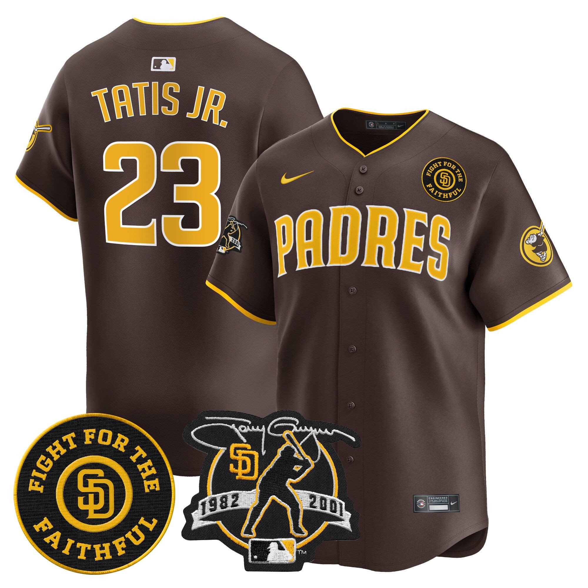 Men's Fernando Tatis Jr. San Diego Padres Tony Gwynn & Faithful Patch Vapor Premier Limited Brown Jersey Ã± All Stitched