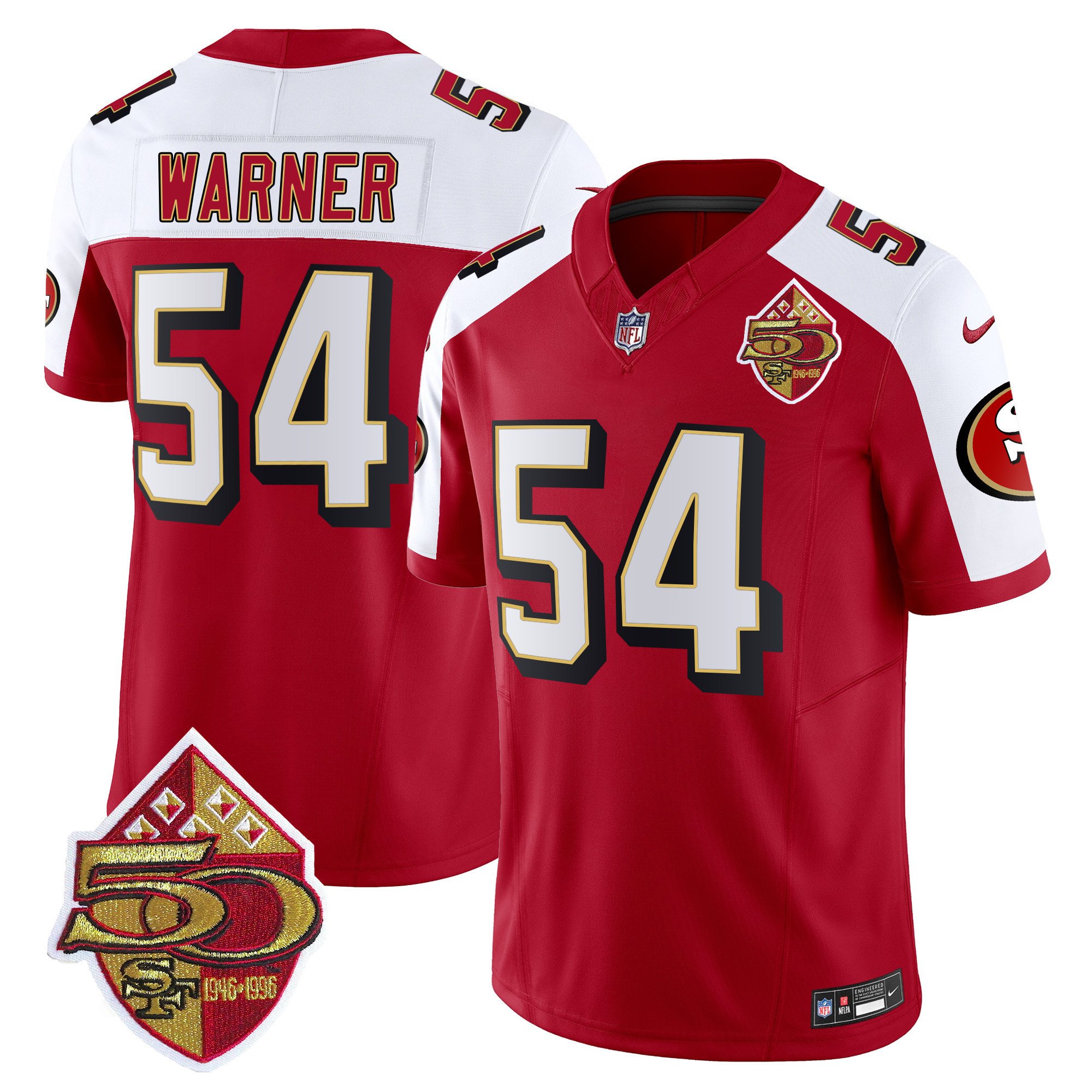 Men's Fred Warner San Francisco 49ers 1996 Throwback Vapor Limited Alternate Jersey - All Stitched