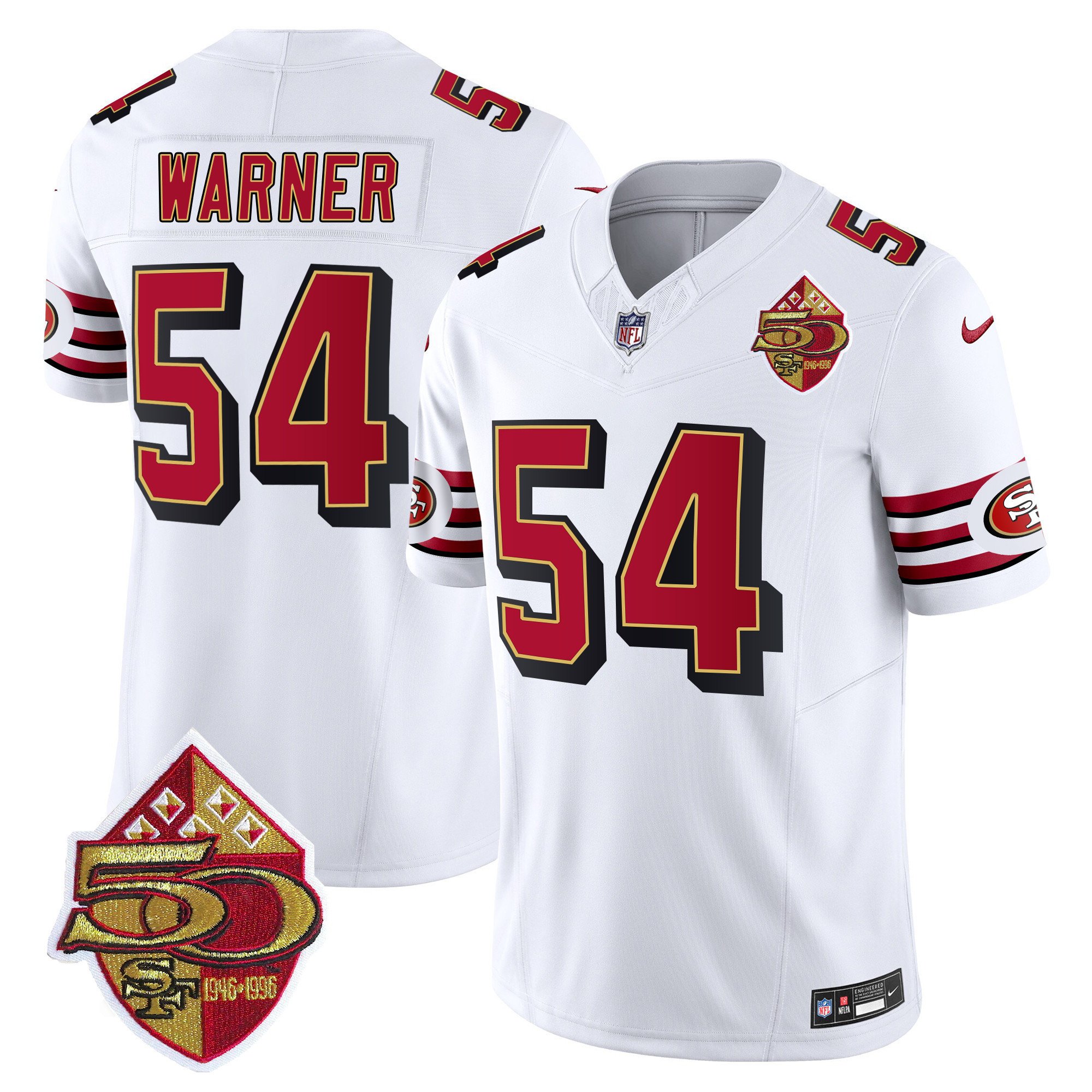 Men's Fred Warner San Francisco 49ers 1996 Throwback Vapor Limited White Jersey - All Stitched