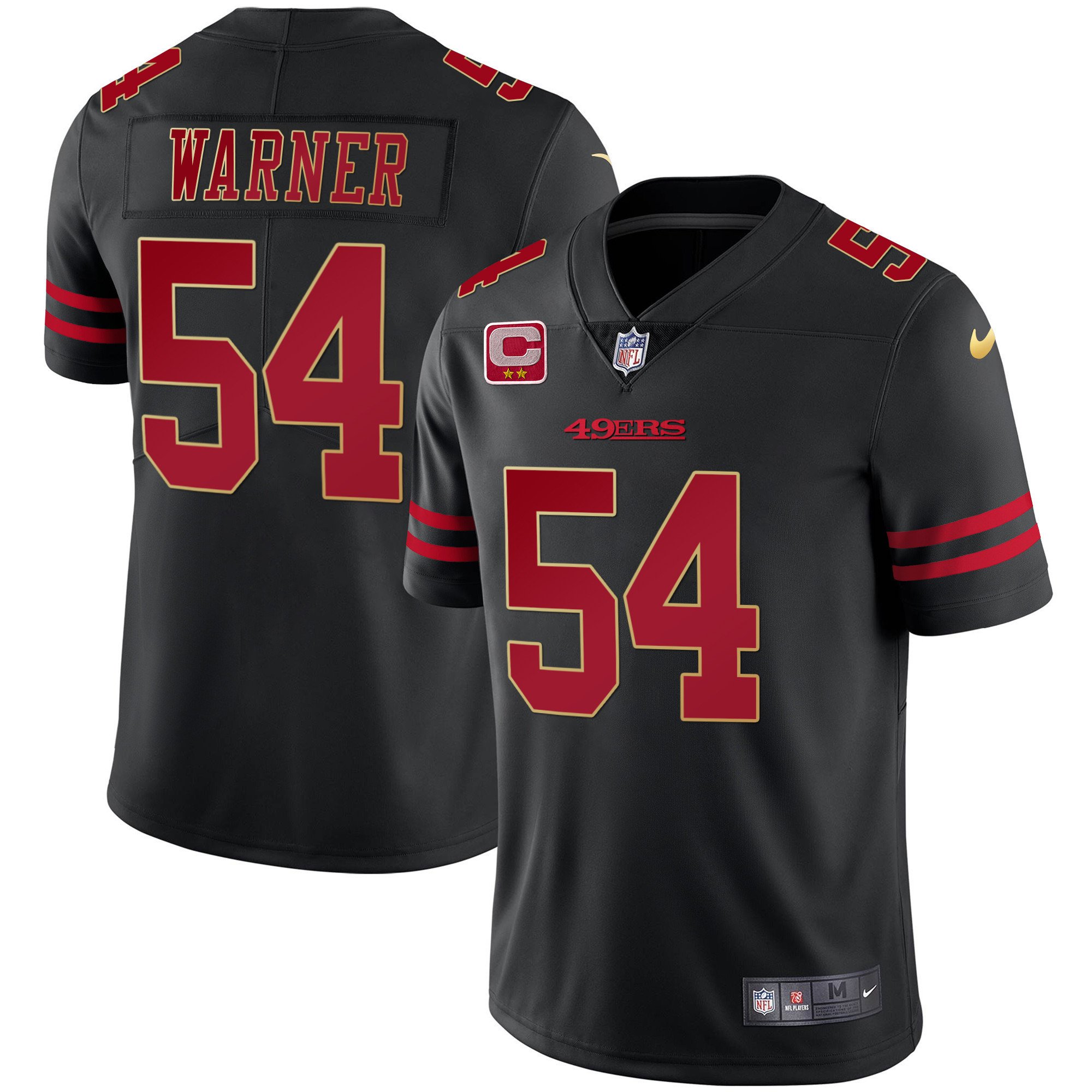 Men's Fred Warner San Francisco 49ers Black Gold Vapor Player Jersey - All Stitched