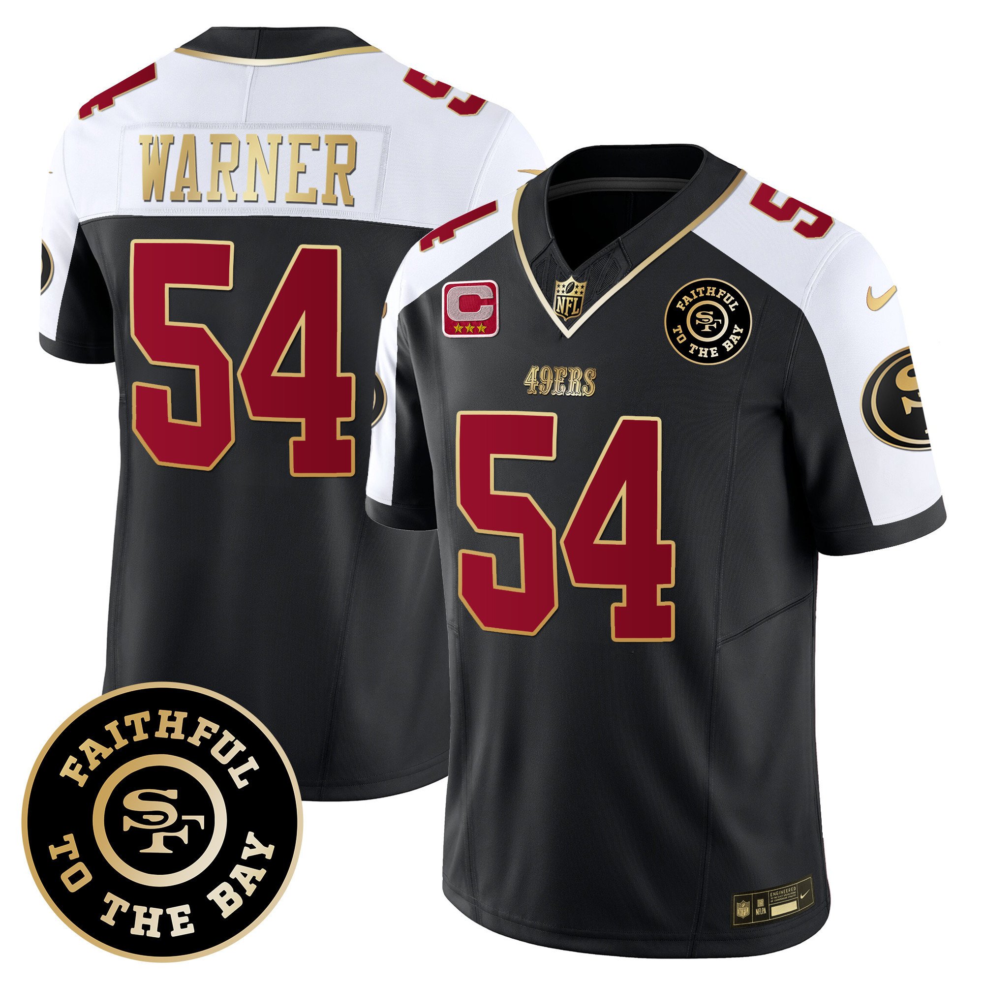 Men's Fred Warner San Francisco 49ers Faithful To The Bay Patch Vapor Limited Black Alternate Jersey V6 - All Stitched