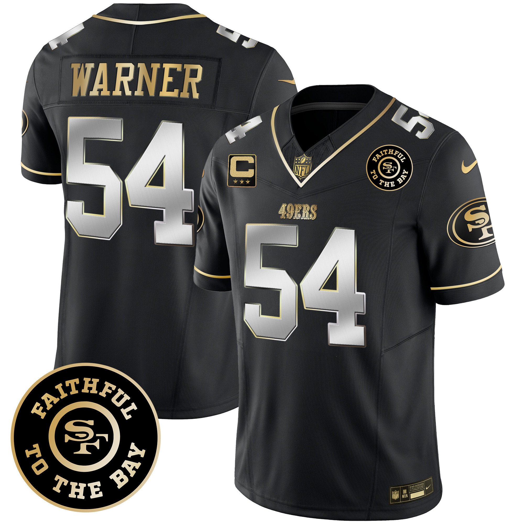 Men's Fred Warner San Francisco 49ers Faithful To The Bay Patch Vapor Limited Black Limited Jersey V7 - All Stitched