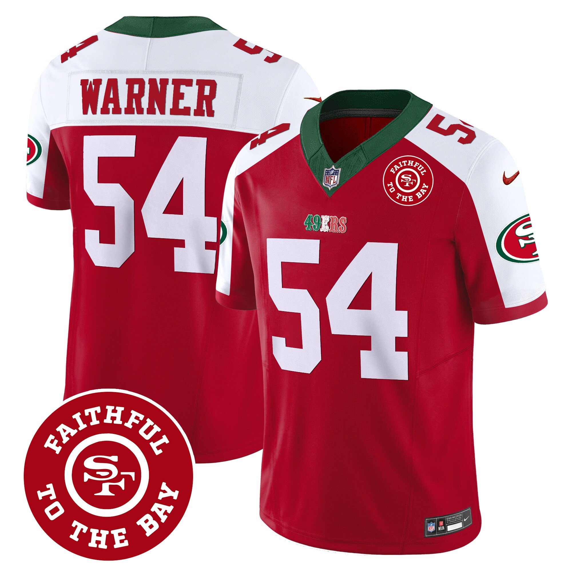 Men's Fred Warner San Francisco 49ers Mexico Faithful To The Bay Patch Vapor Red Alternate Jersey - All Stitched
