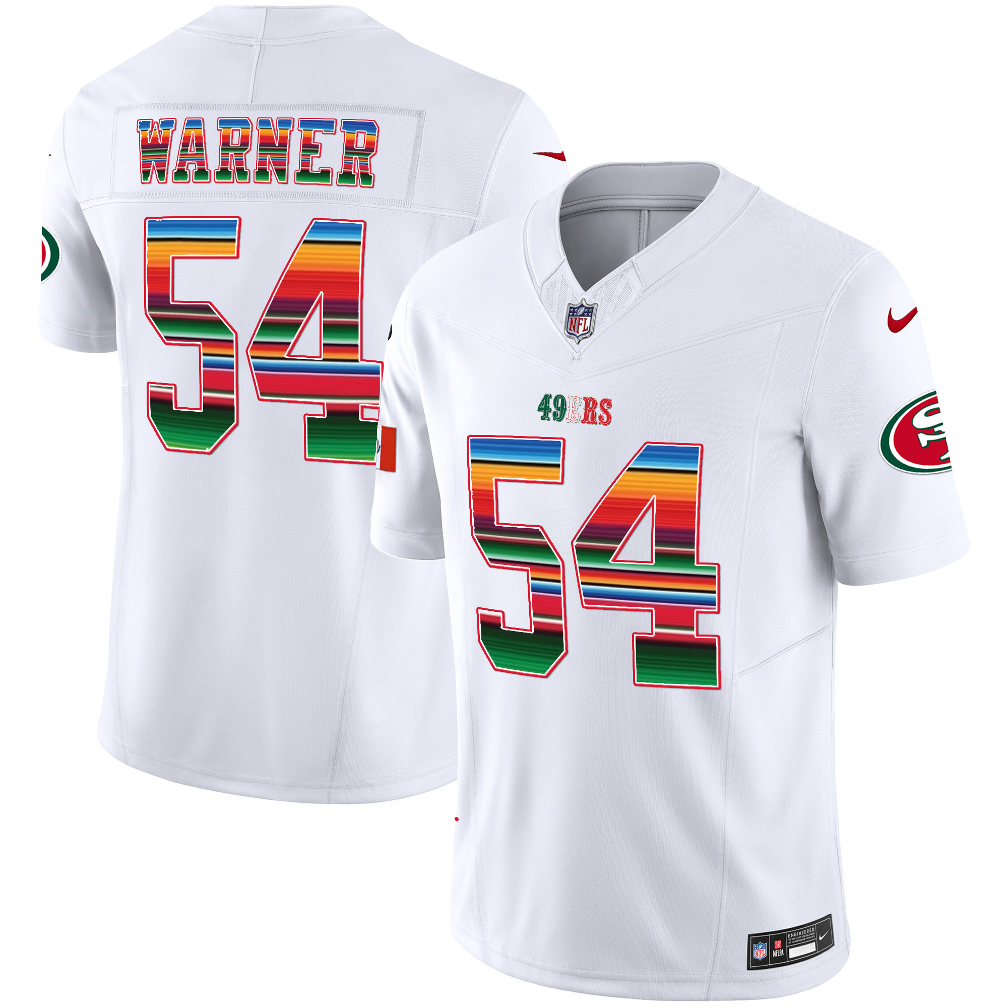 Men's Fred Warner San Francisco 49ers Mexico Vapor White Jersey V3 - All Stitched
