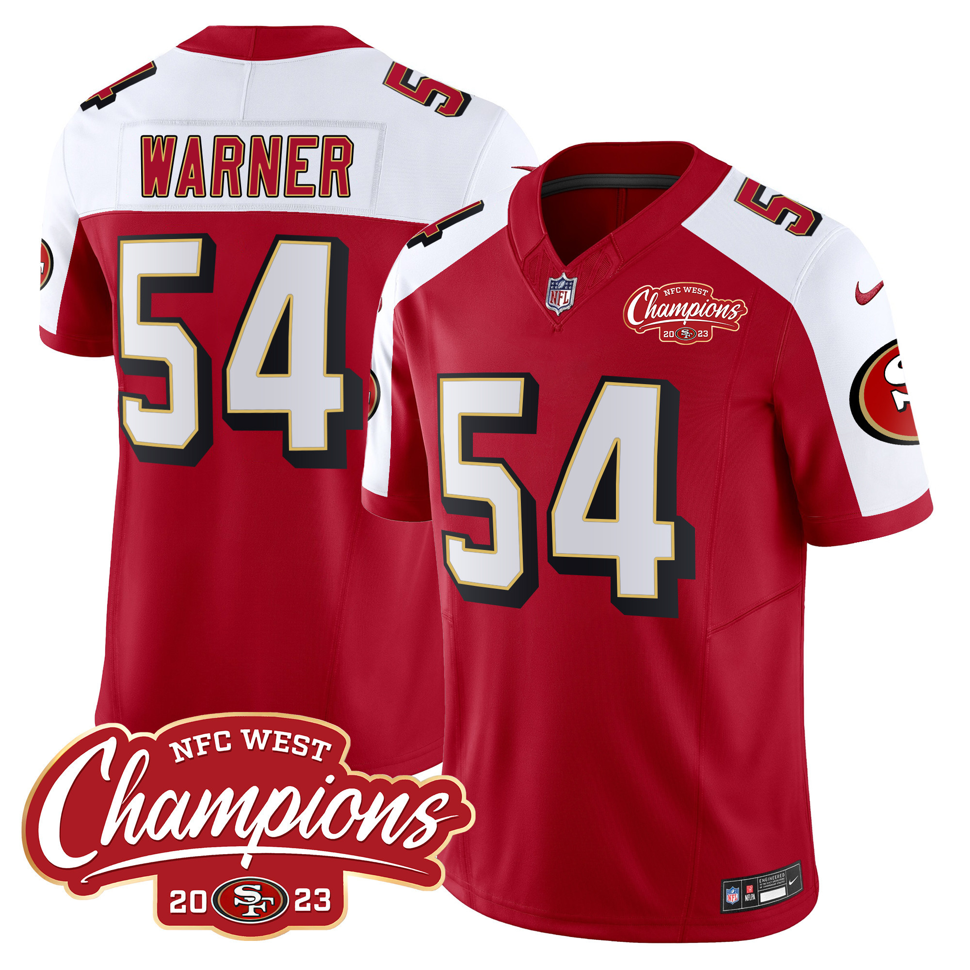 Men's Fred Warner San Francisco 49ers Throwback NFC West Champions Patch Vapor Alternate Jersey - All Stitched