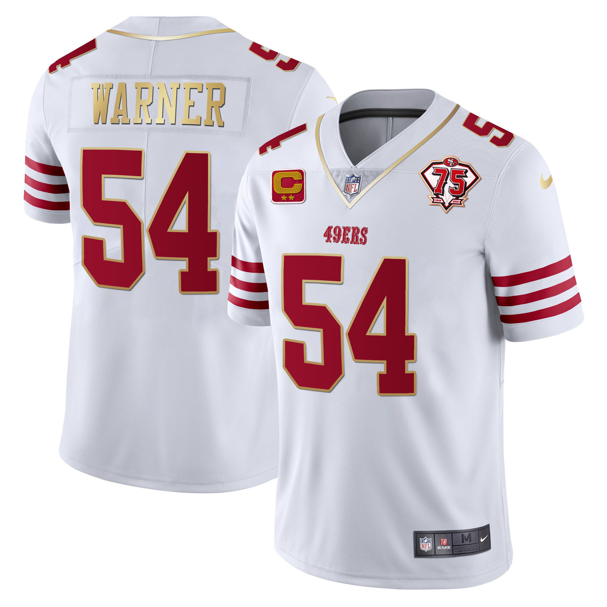 Men's Fred Warner San Francisco 49ers Vapor Gold White Gold Jersey Collection - All Stitched