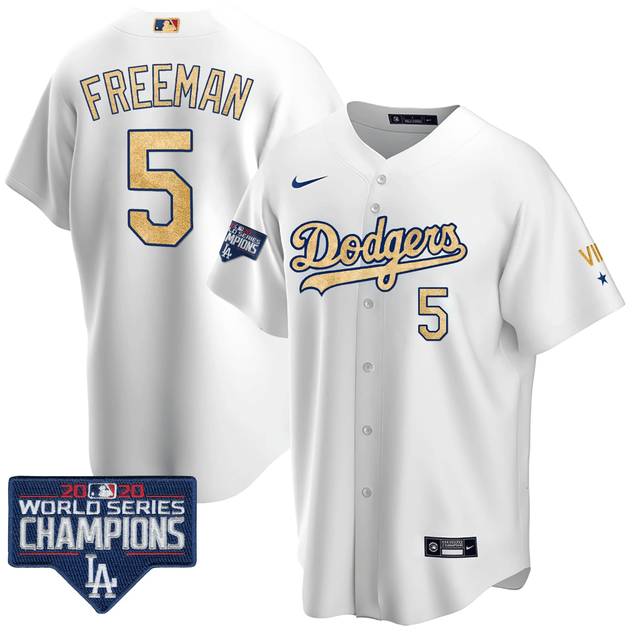 Men's Freddie Freeman Los Angeles Dodgers 2020 World Series Champions Rush Gold Cool White Jersey Ã± All Stitched