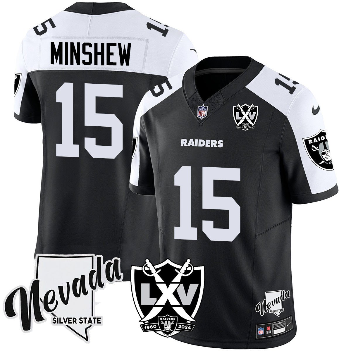 Men's Gardner Minshew Las Vegas Raiders 2024 Vapor Limited Black Alternate Jersey - 65th Anniversary - All Stitched
