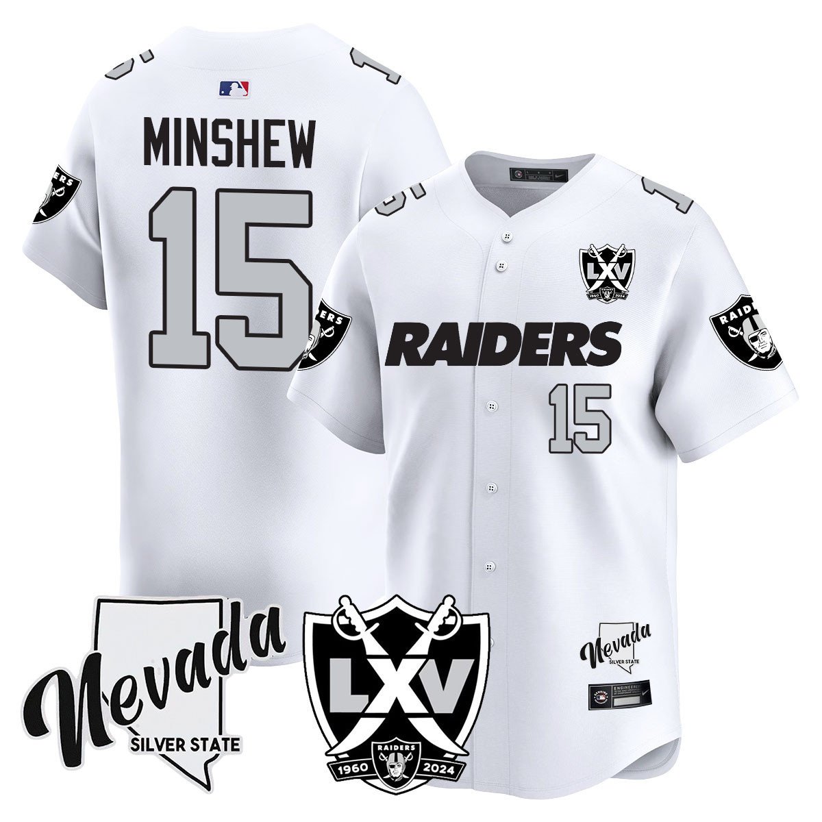 Men's Gardner Minshew Las Vegas Raiders 2024 Vapor Premier Limited White Jersey - 65th Anniversary - All Stitched