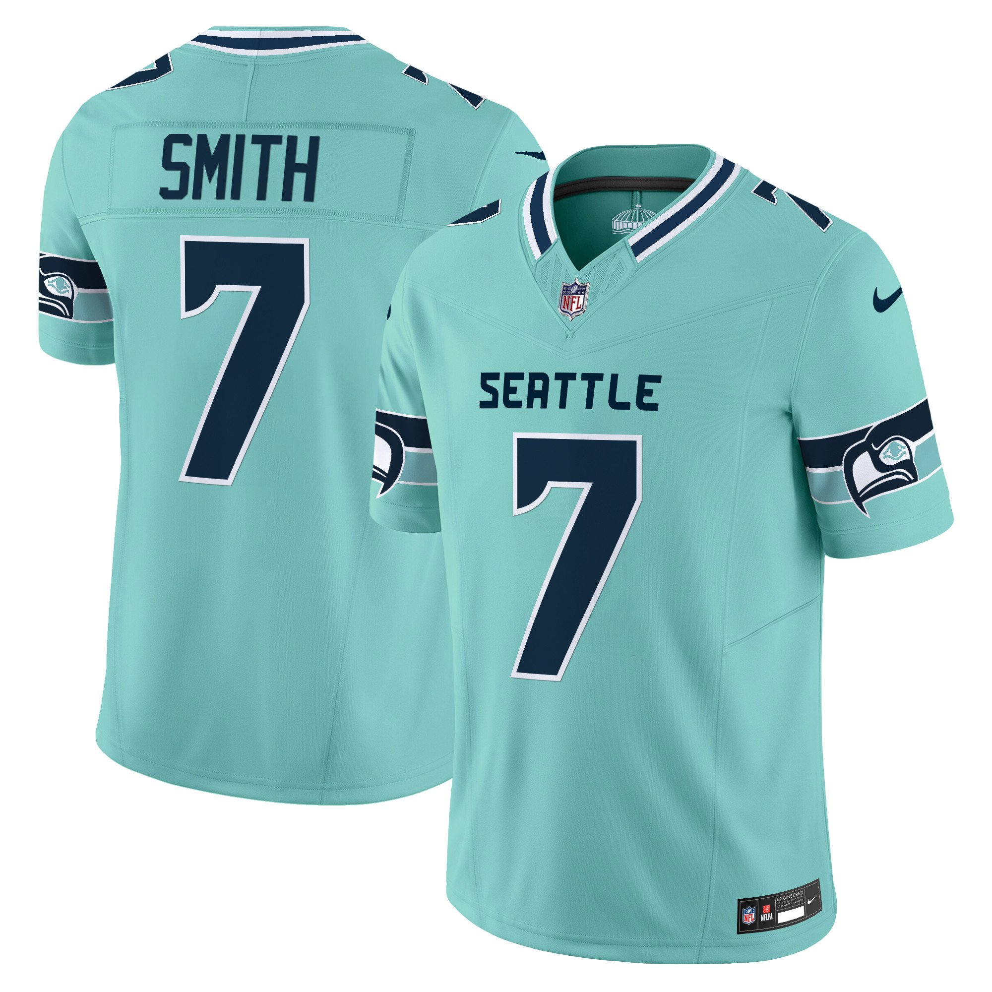 Men's Geno Smith Seattle Seahawks "Seattle City" Vapor Limited Teal Jersey - All Stitched