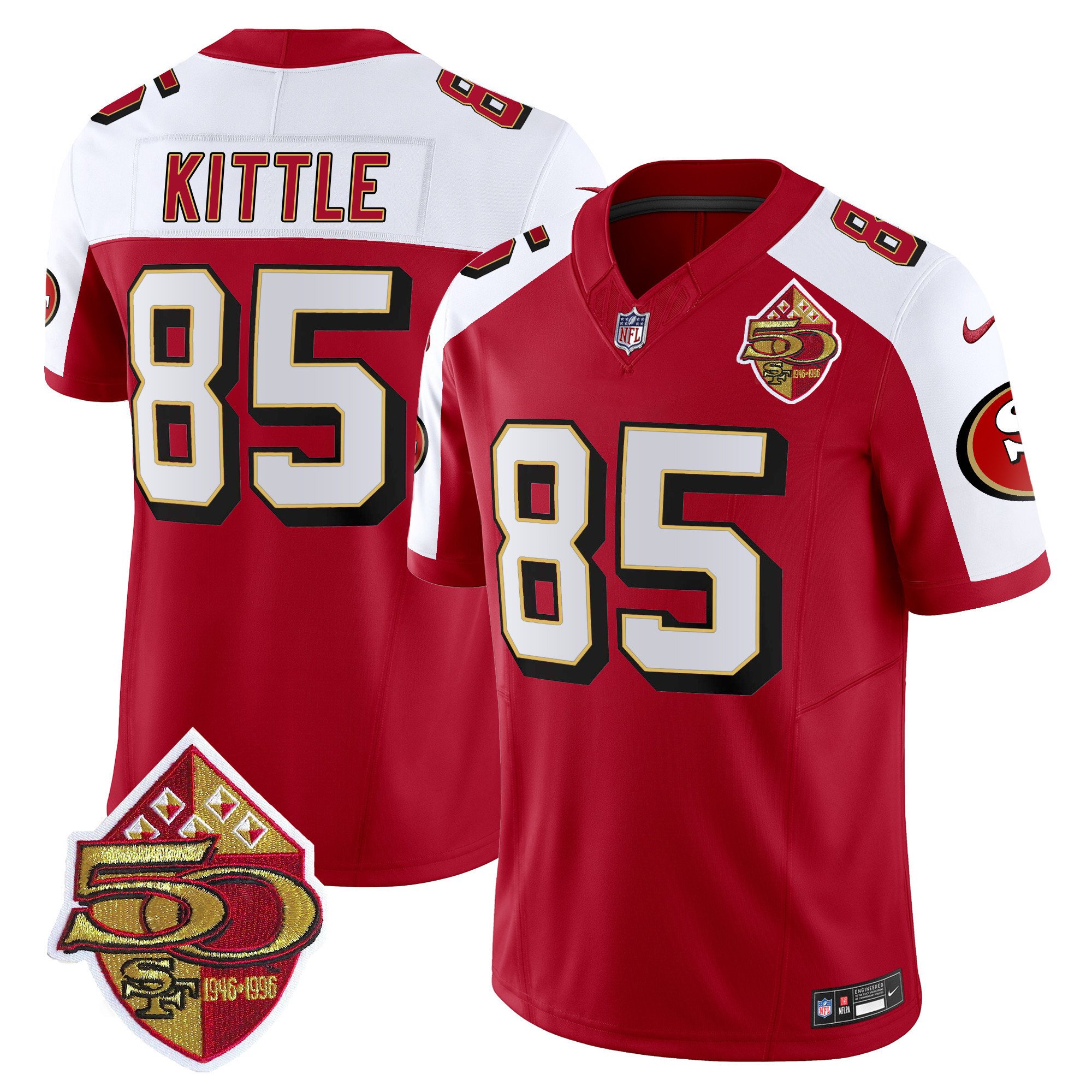 Men's George Kittle San Francisco 49ers 1996 Throwback Vapor Limited Alternate Jersey - All Stitched