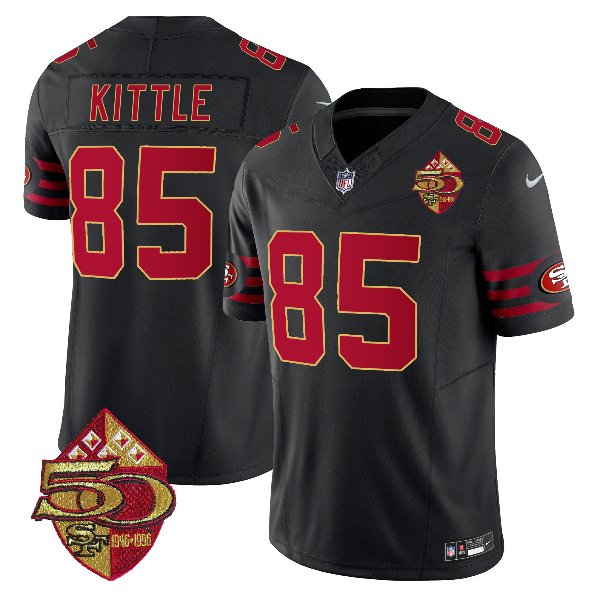 Men's George Kittle San Francisco 49ers 1996 Throwback Vapor Limited Black Jersey - All Stitched