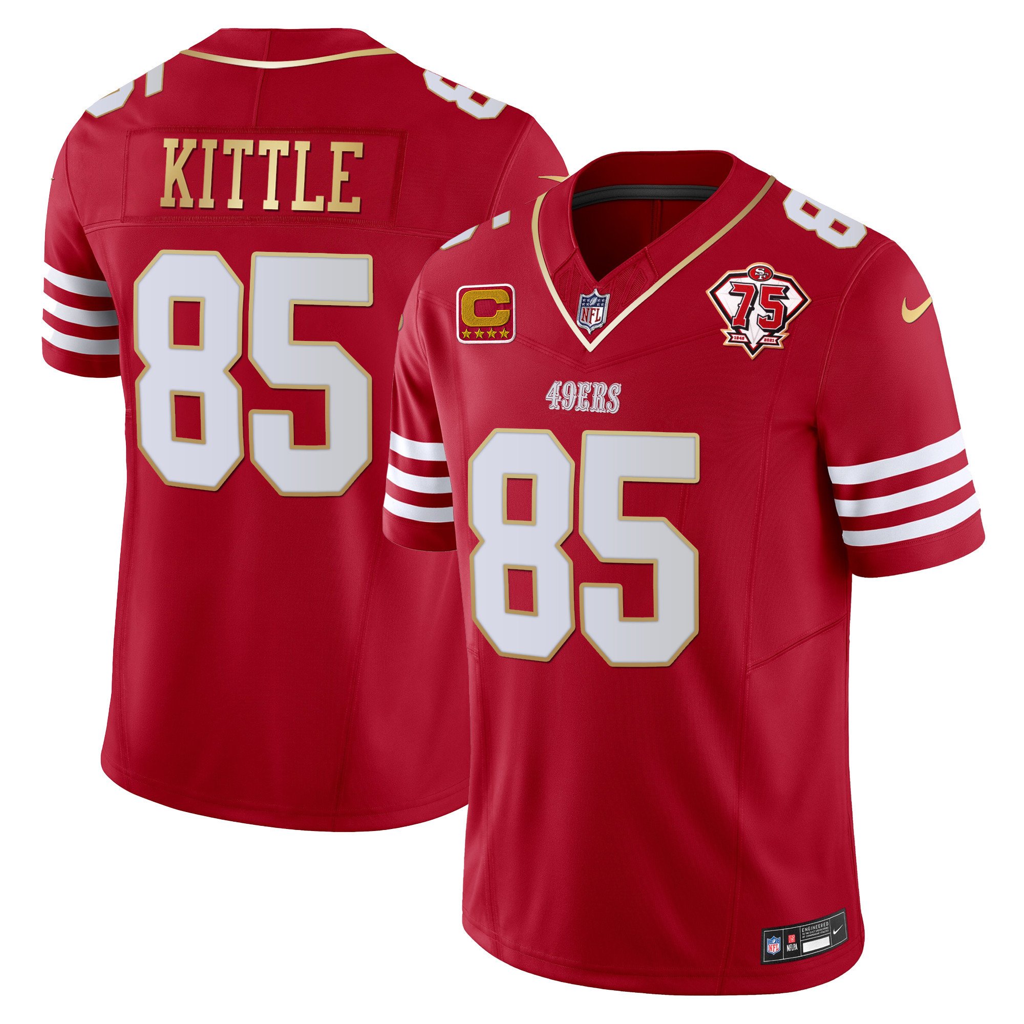 Men's George Kittle San Francisco 49ers 2023 Vapor Gold Trim Limited Scarlet Gold Jersey - All Stitched