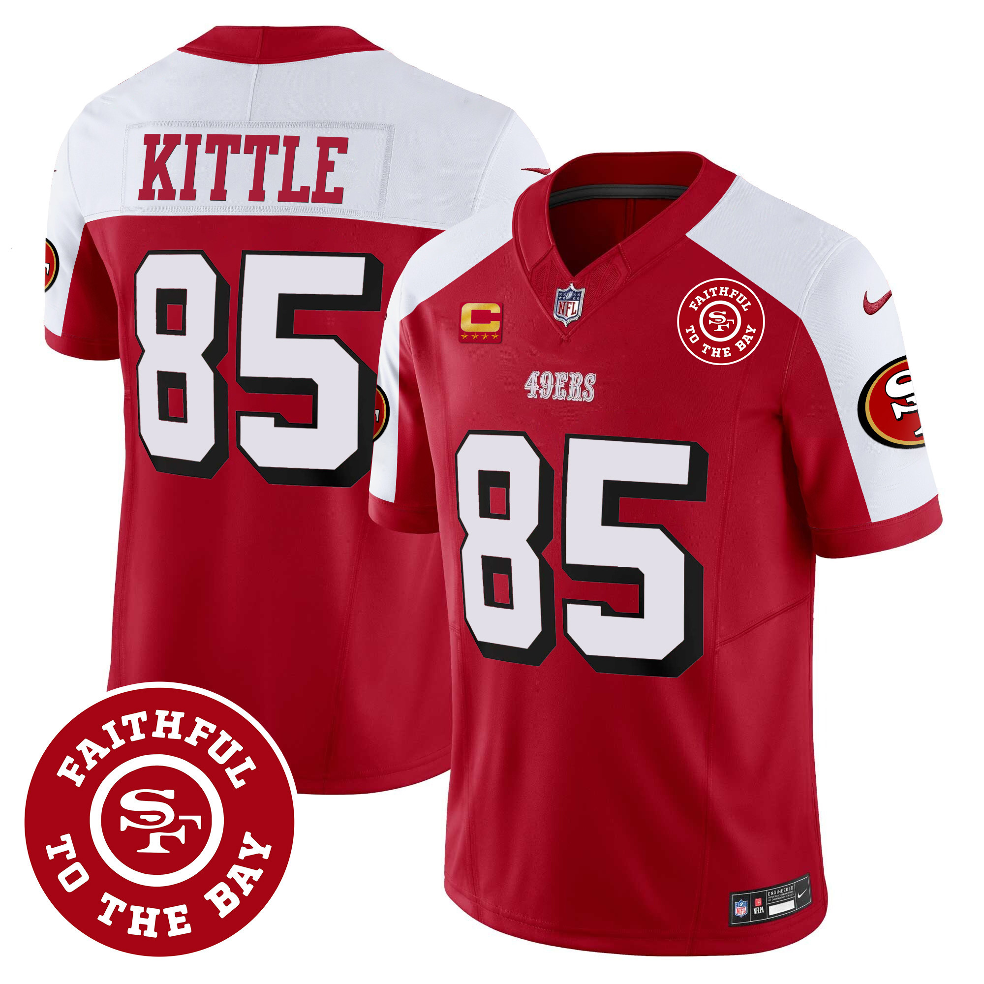 Men's George Kittle San Francisco 49ers Faithful To The Bay Patch Vapor Alternate Jersey V2 - All Stitched