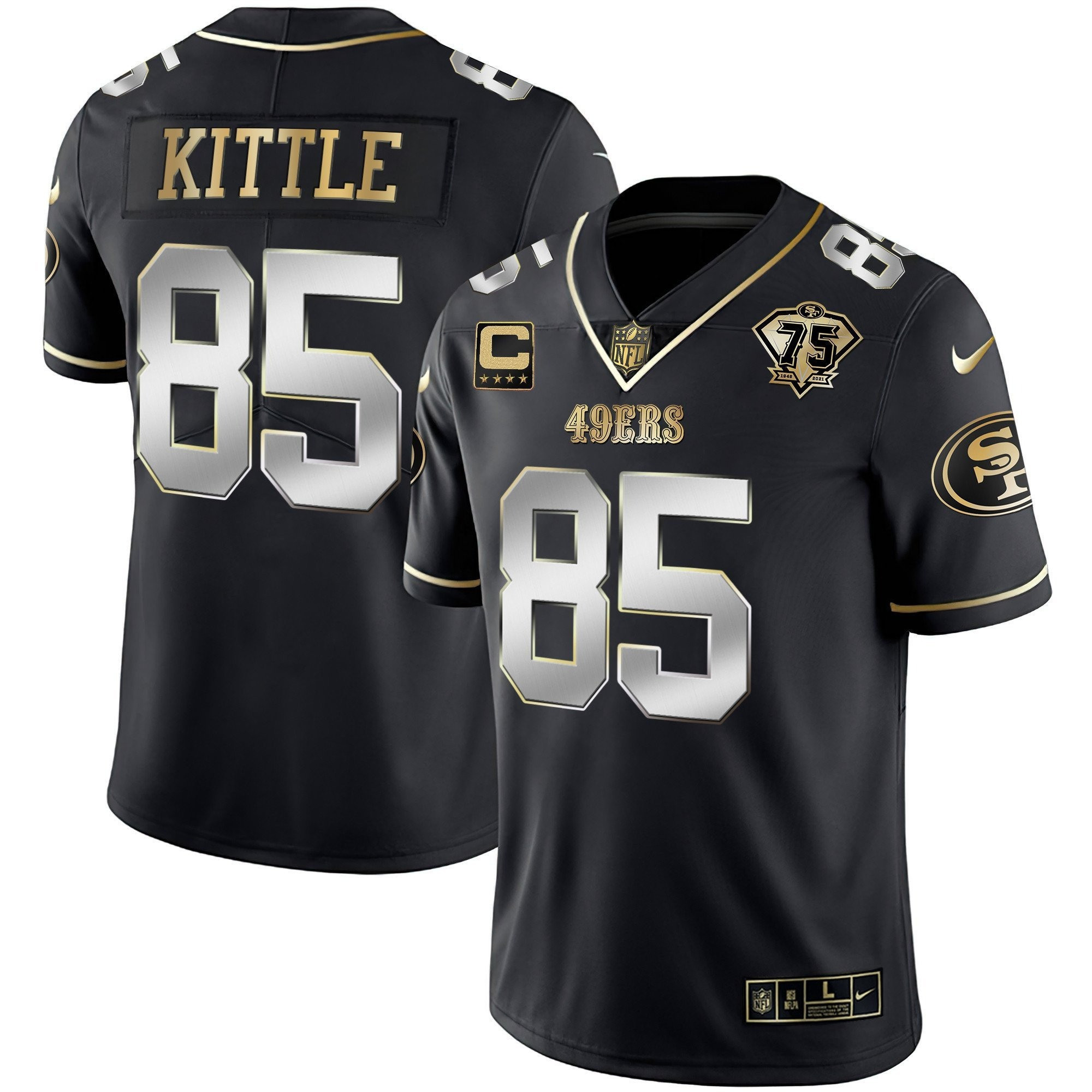 Men's George Kittle San Francisco 49ers Vapor Gold Black Limited Jersey Collection - All Stitched