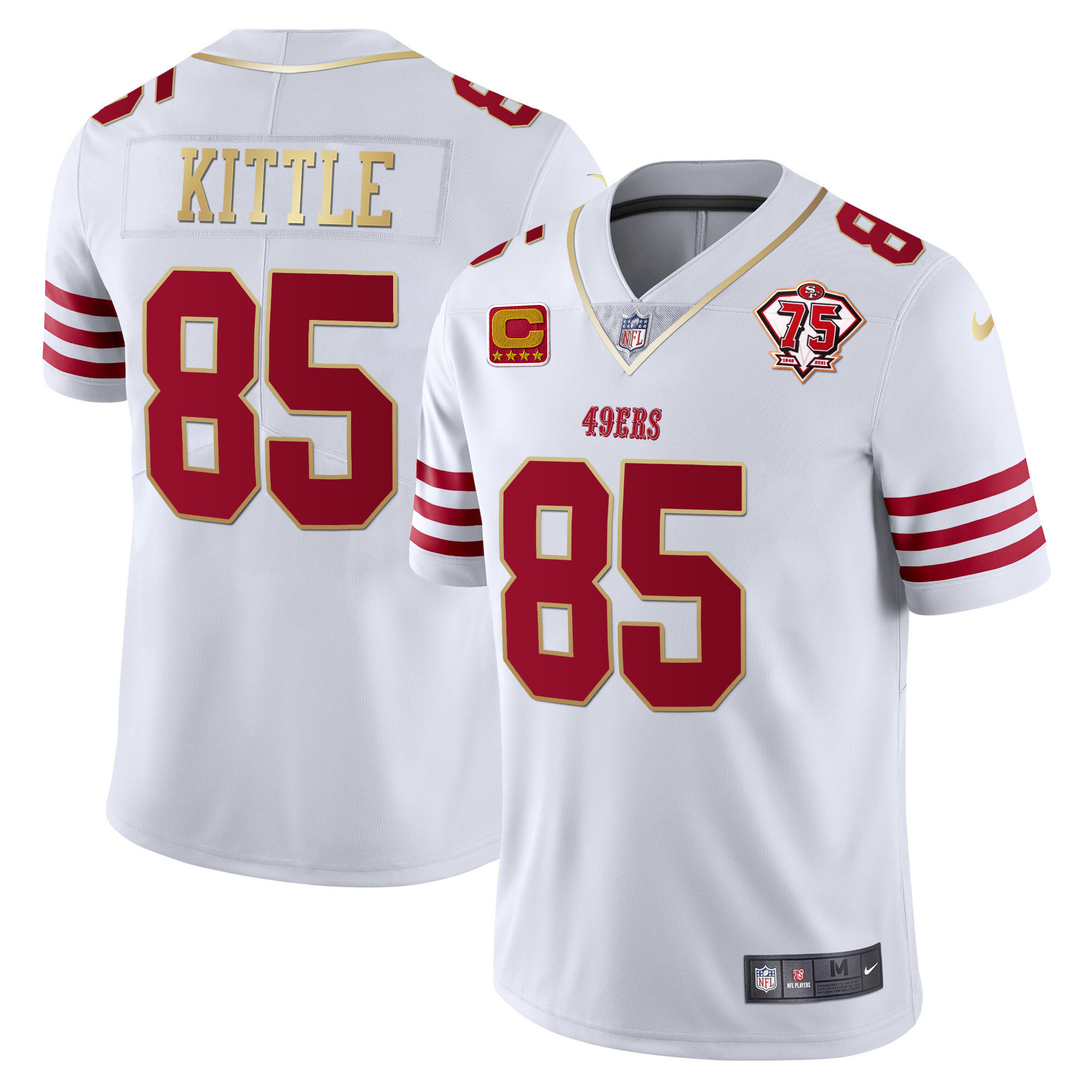Men's George Kittle San Francisco 49ers Vapor Gold White Gold Jersey Collection - All Stitched