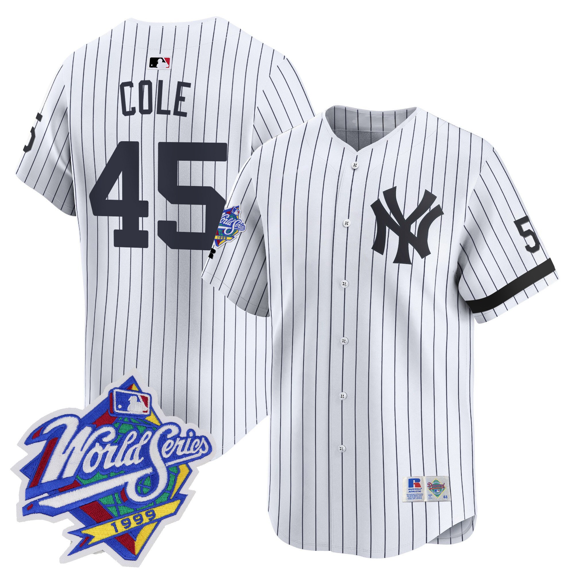 Men's Gerrit Cole New York Yankees 1999 Throwback Joe DiMaggio Patch Vapor Premier Limited Pinstripe Jersey - All Stitched