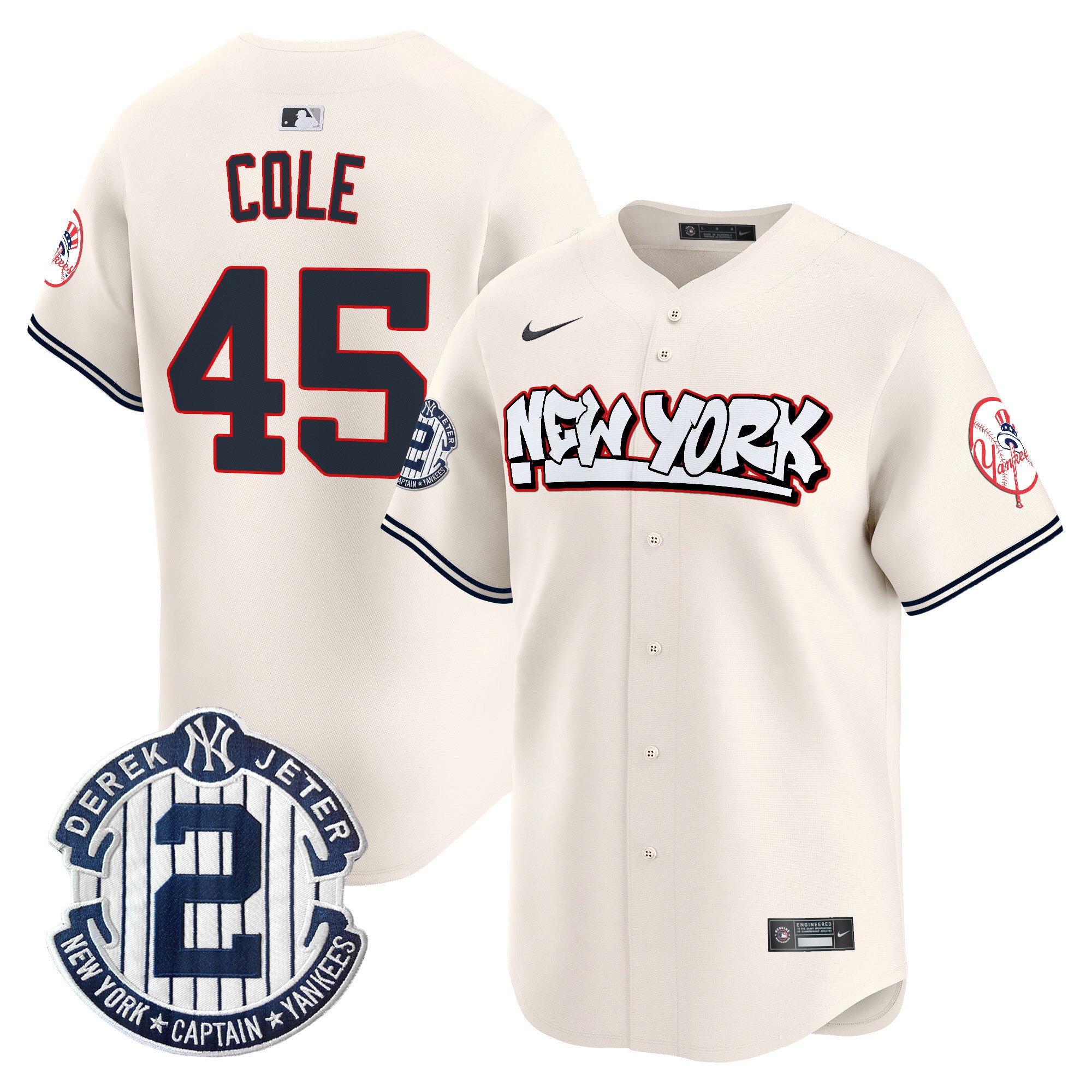 Men's Gerrit Cole New York Yankees Graffiti Vapor Premier Limited Cream Jersey V2 - All Stitched