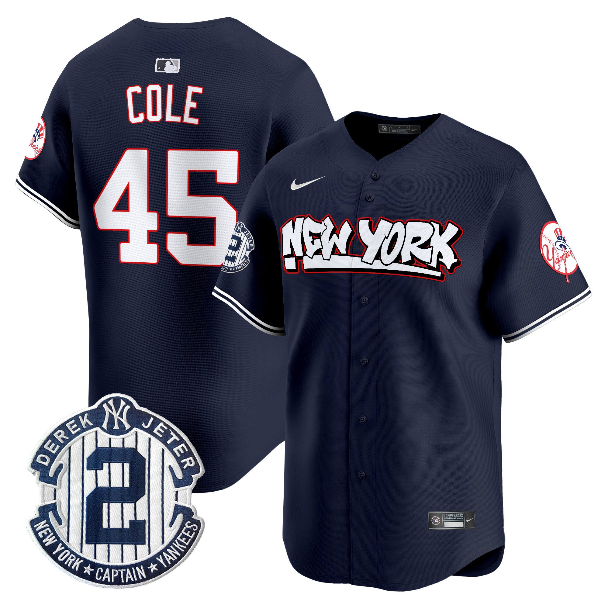 Men's Gerrit Cole New York Yankees Graffiti Vapor Premier Limited Navy Jersey V2 - All Stitched