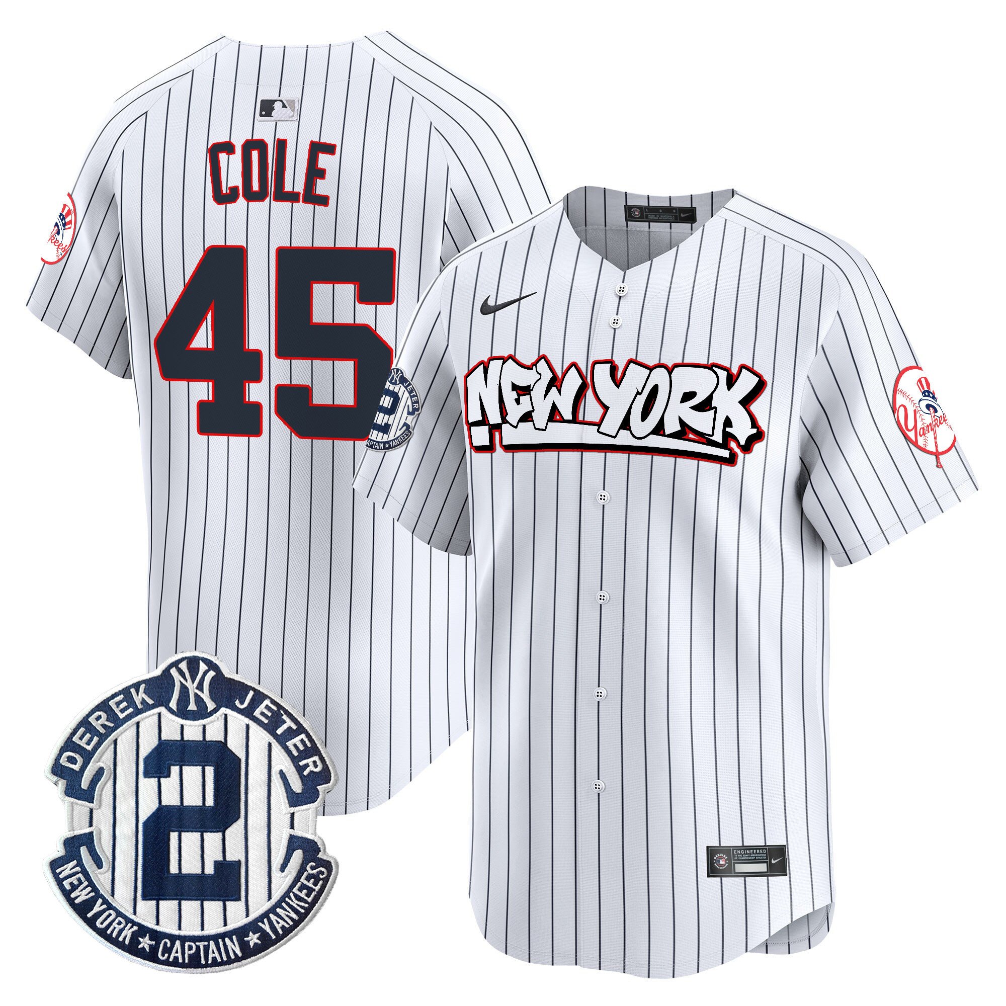 Men's Gerrit Cole New York Yankees Graffiti Vapor Premier Limited Pinstripe Jersey V2 - All Stitched