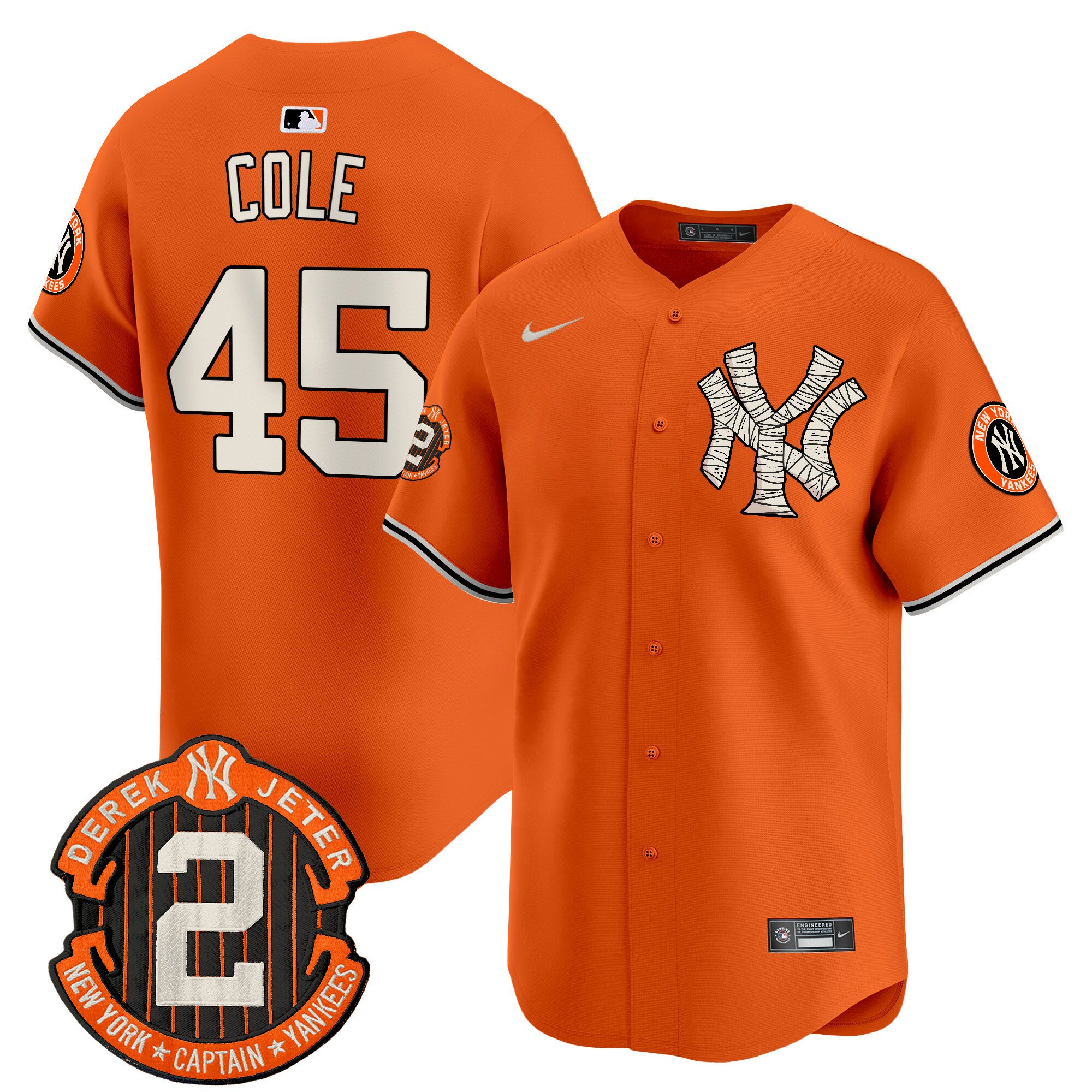 Men's Gerrit Cole New York Yankees Halloween Vapor Premier Limited Orange Jersey - All Stitched