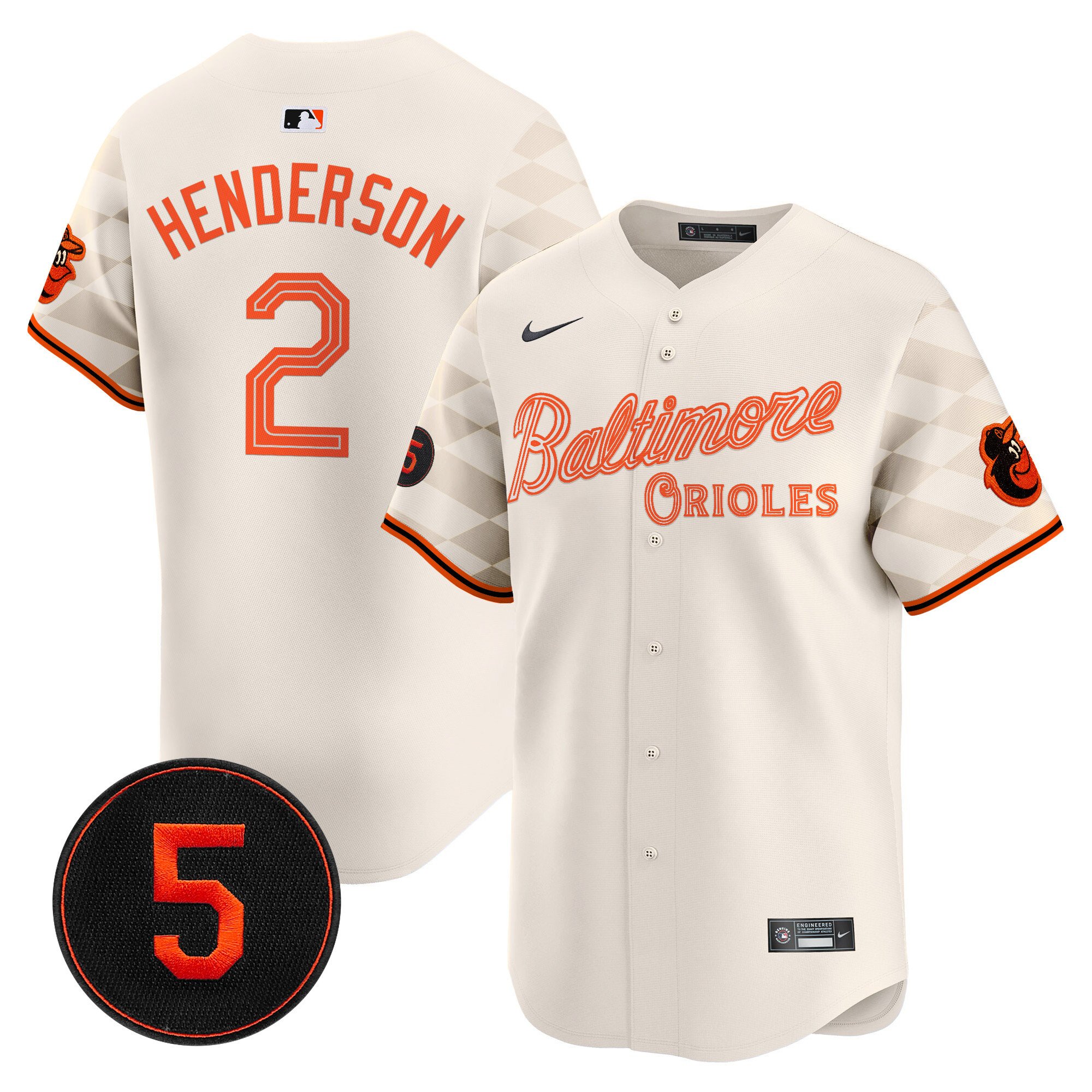 Men's Gunnar Henderson Baltimore Orioles City Light Vapor Premier Limited Cream Jersey - All Stitched