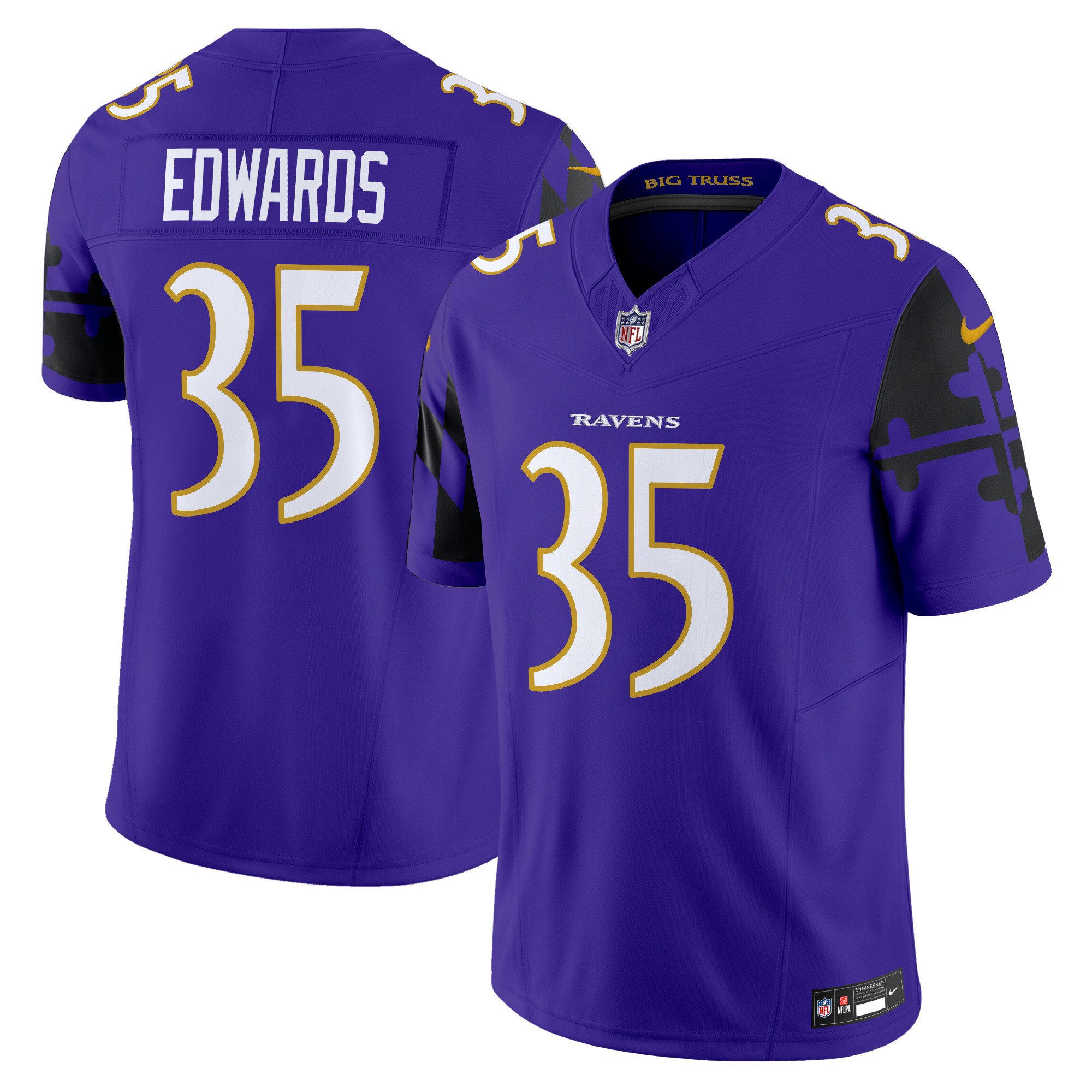 Men's Gus Edwards Baltimore Ravens Maryland Flag Vapor Limited Purple Jersey - All Stitched