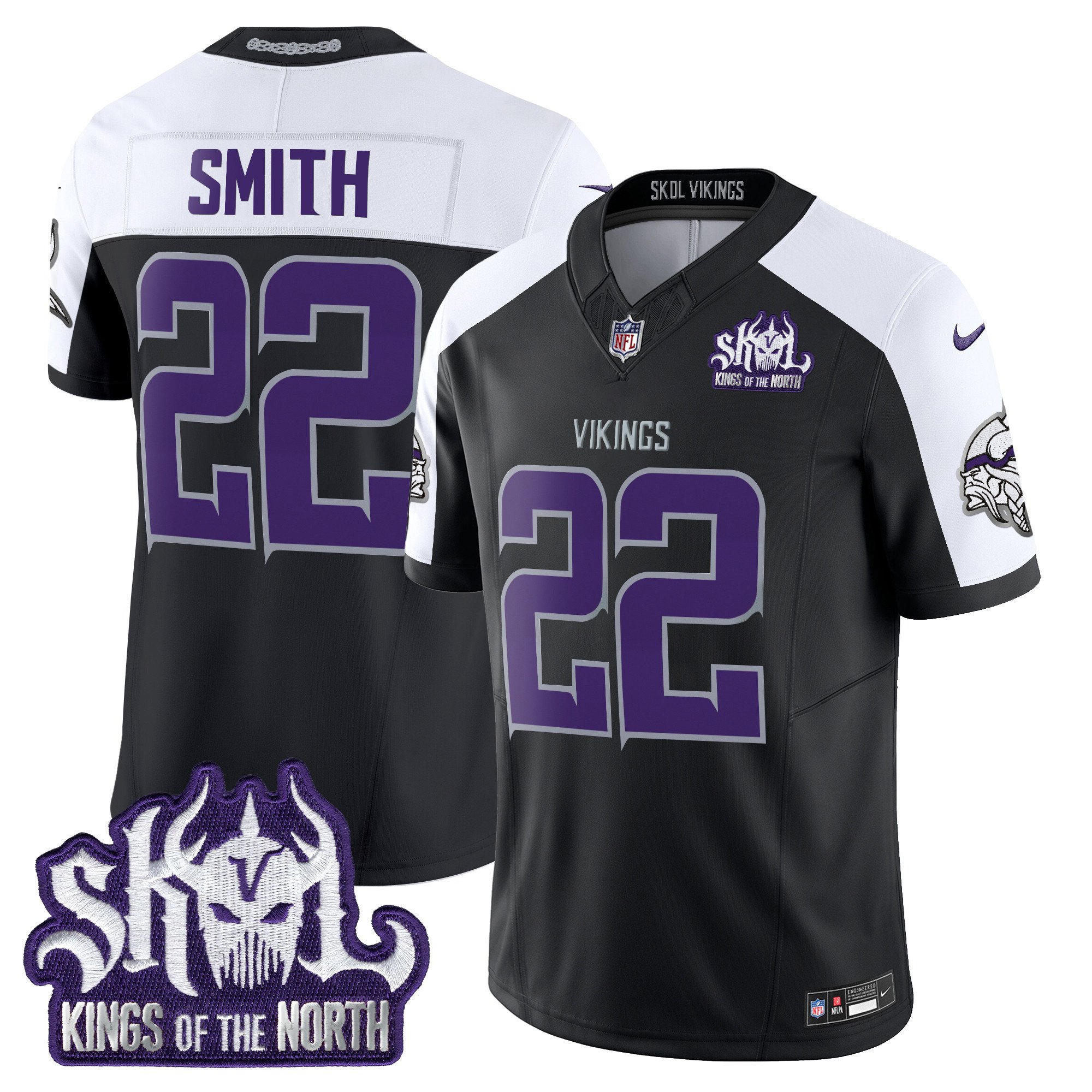 Men's Harrison Smith Minnesota Vikings 2024 Winter Warrior Skol Patch Vapor Limited Black Alternate Jersey - All Stitched