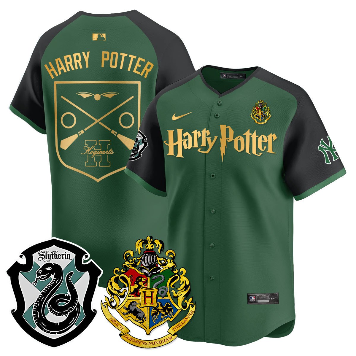 Men's Harry Potter New York Yankees 2024 Harry Potter Vapor Premier Limited Slytherin Jersey - Printed