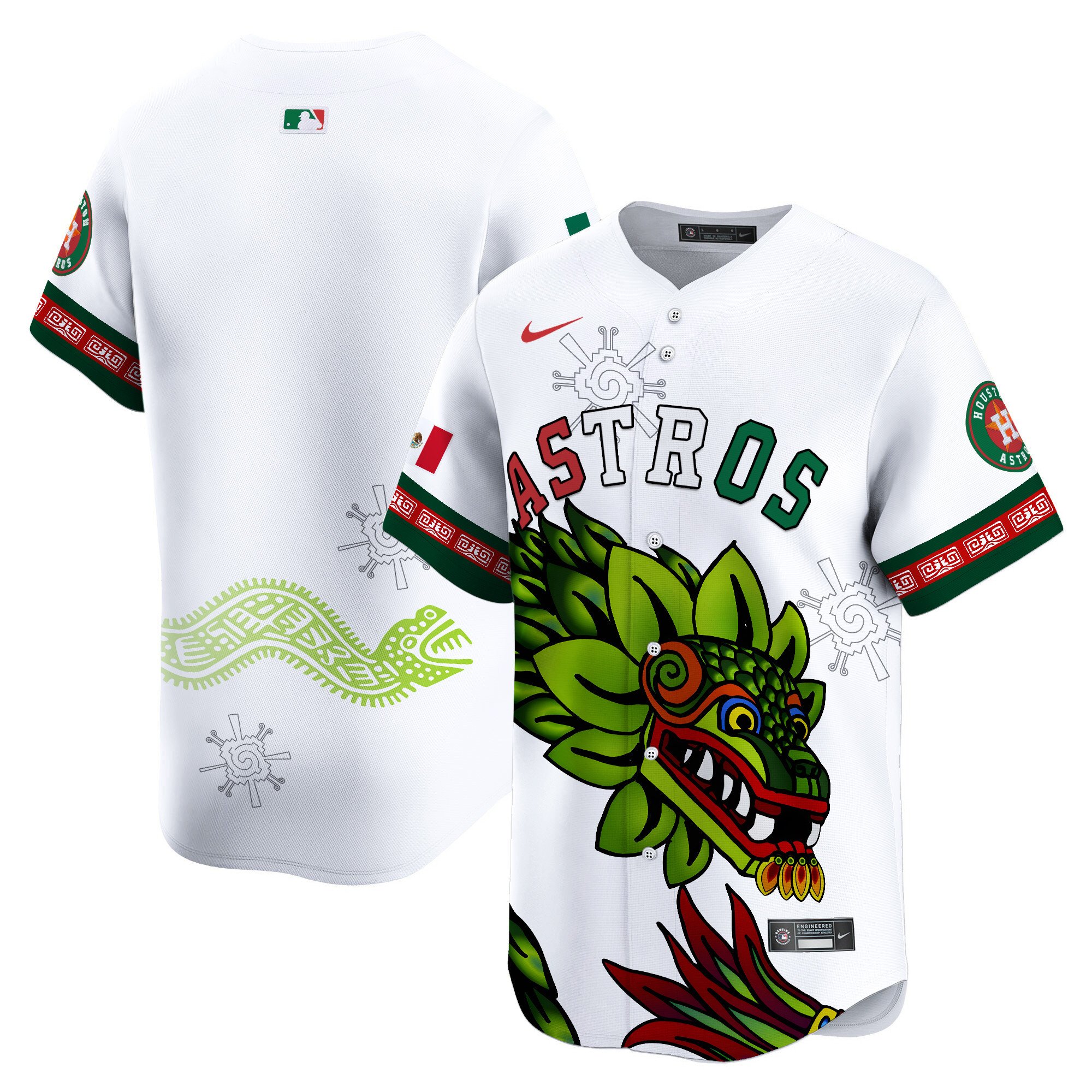 Men's Houston Astros Mexico Quetzalcoatl Aztec Vapor Limited White Jersey - Printed