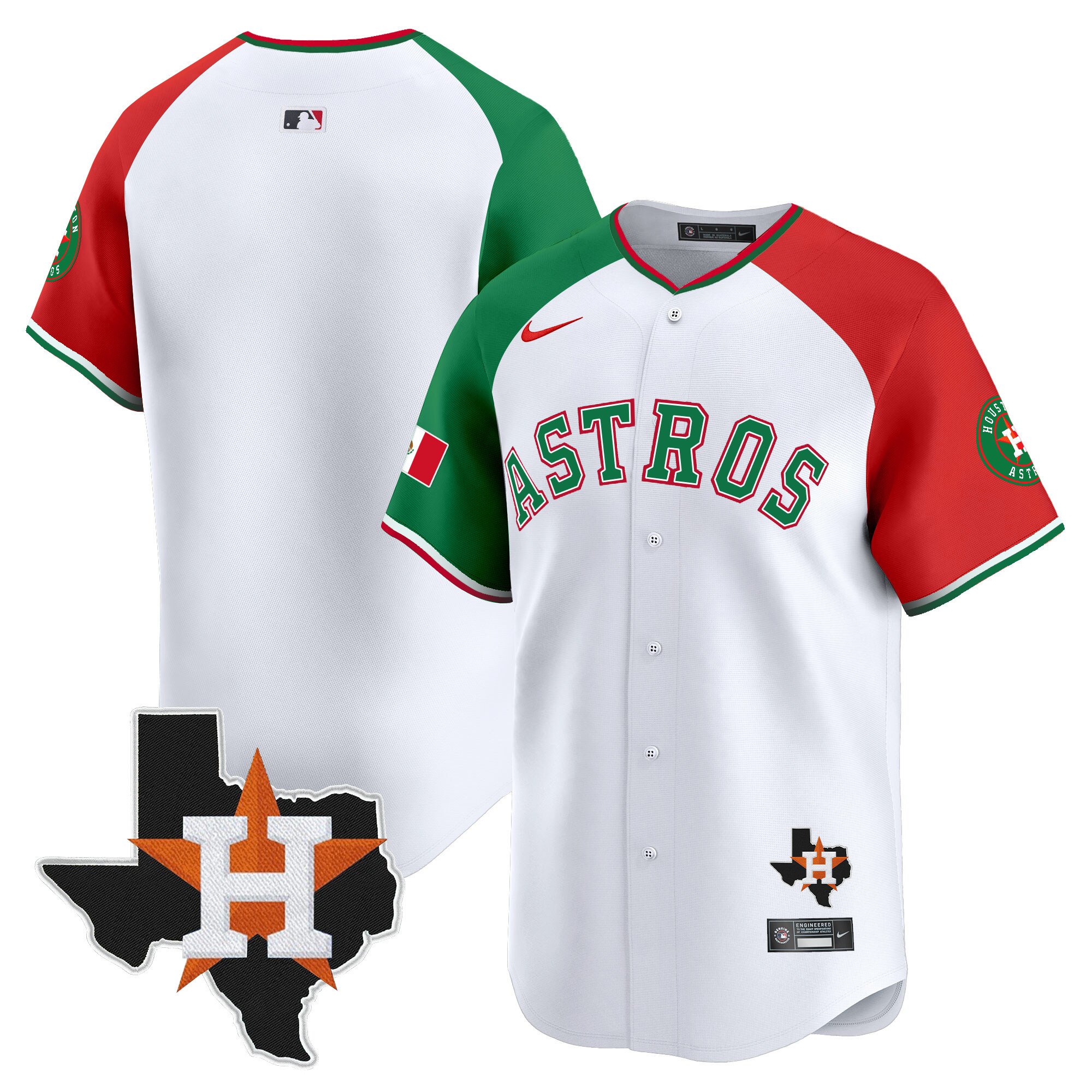 Men's Houston Astros Mexico Texas Patch Vapor Premier Limited Alternate Jersey V4 - All Stitched