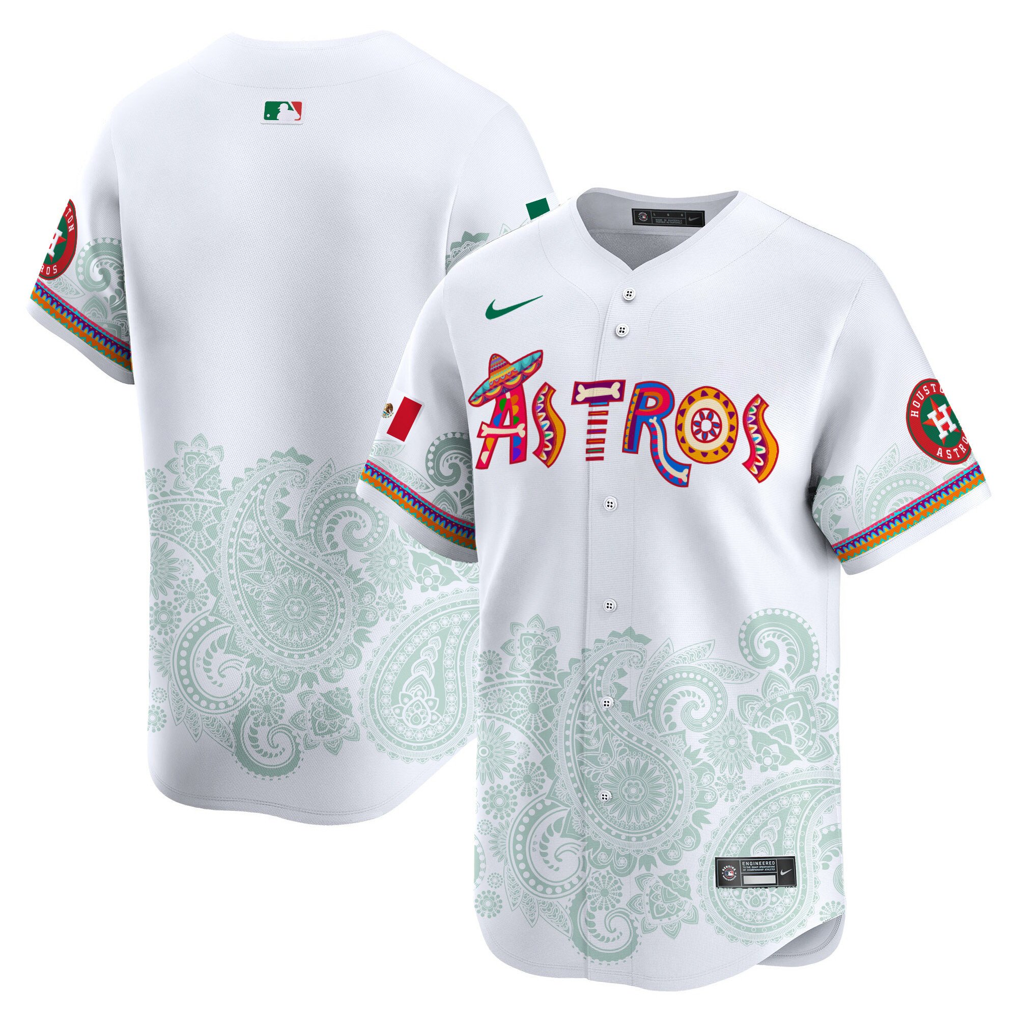 Men's Houston Astros Paisley Mexico Vapor Premier Limited White Jersey - Printed