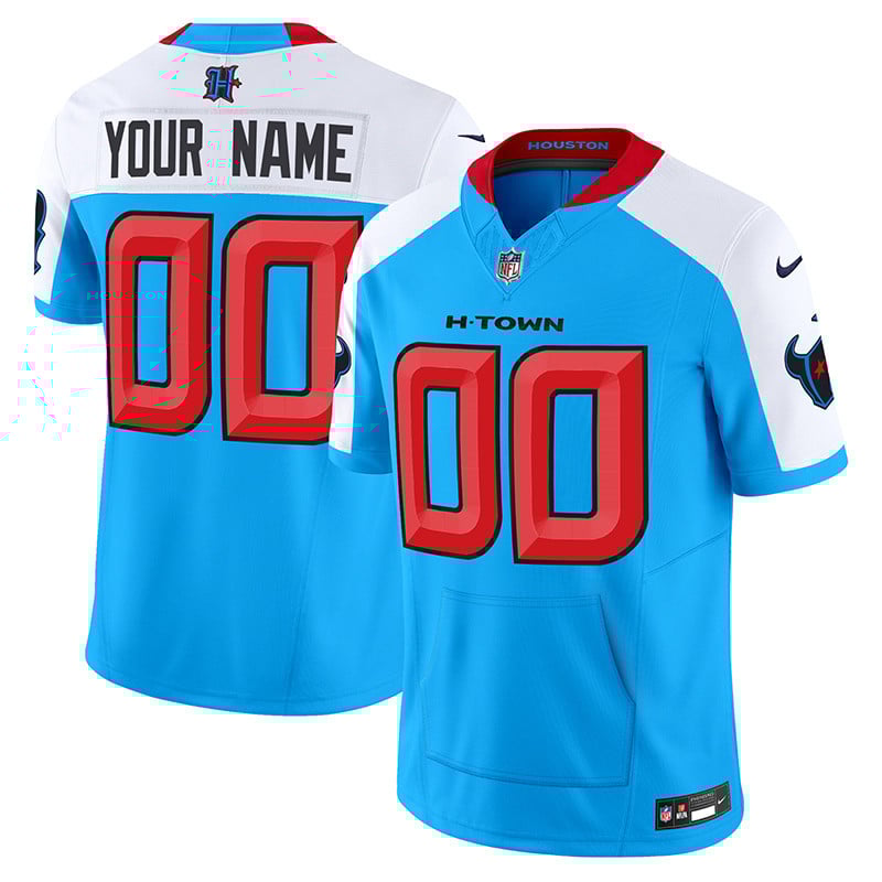 Men's Houston Texans 2024 Vapor Hand Warmer Custom Blue Alternate Jersey - All Stitched