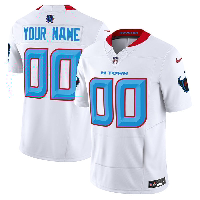 Men's Houston Texans 2024 Vapor Hand Warmer Custom White Jersey V2 - All Stitched