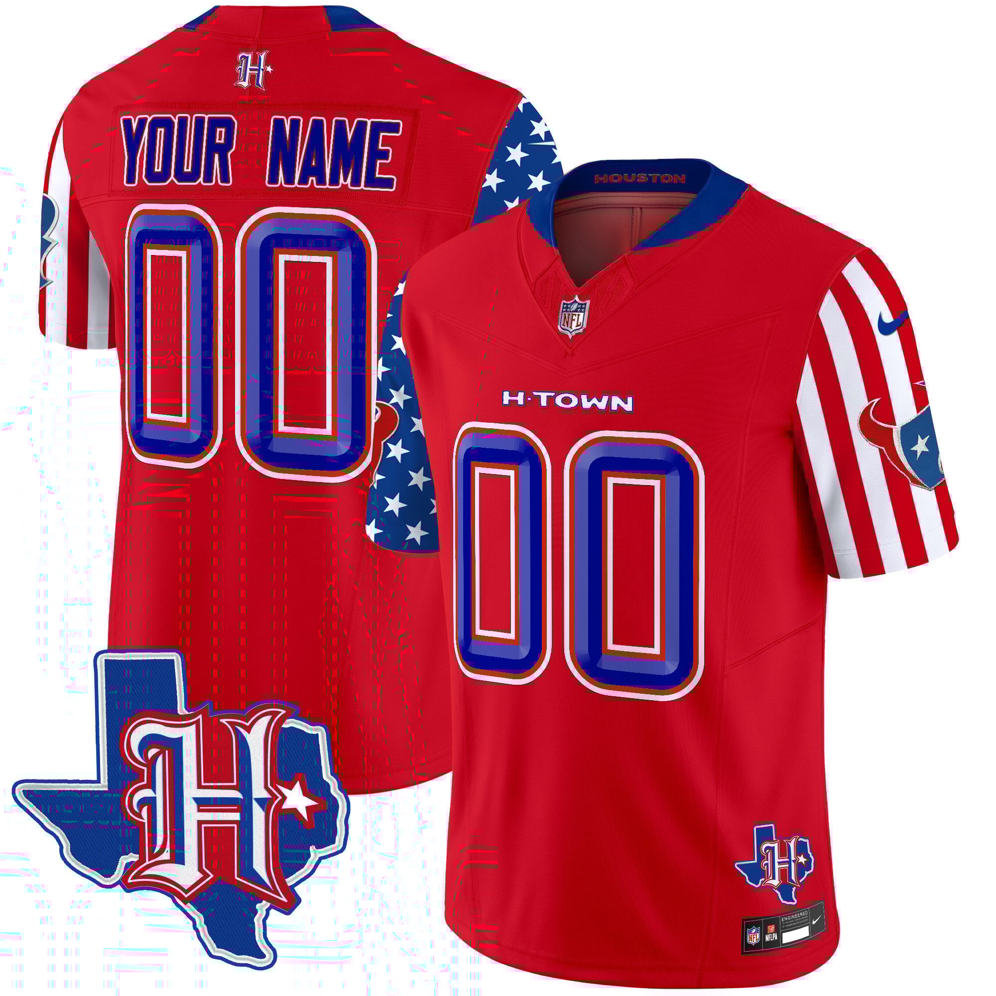 Men's Houston Texans American Style Vapor Limited Custom Red Jersey - All Stitched