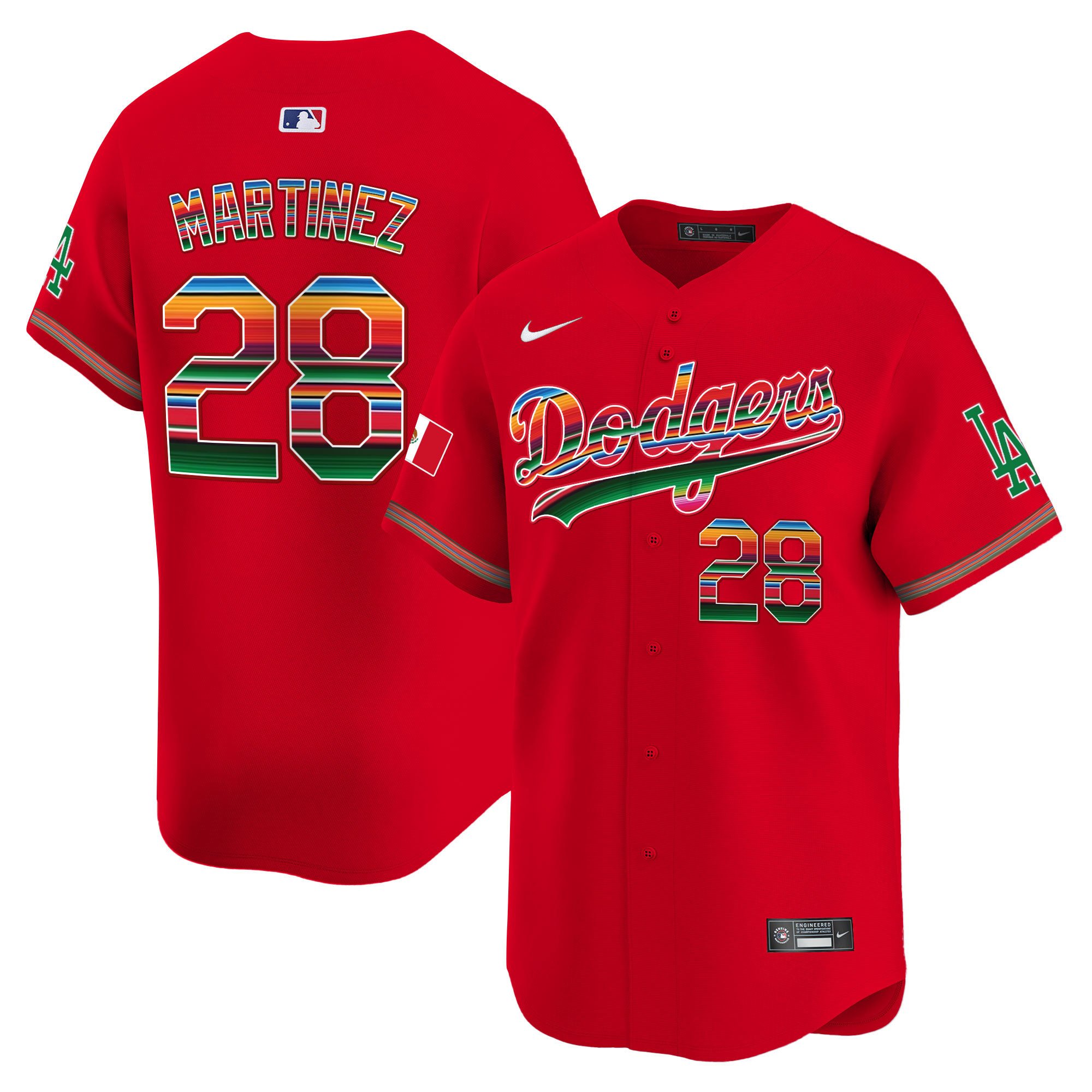 Men's J.D. Martinez Los Angeles Dodgers Mexico Vapor Premier Limited Red Jersey - All Stitched