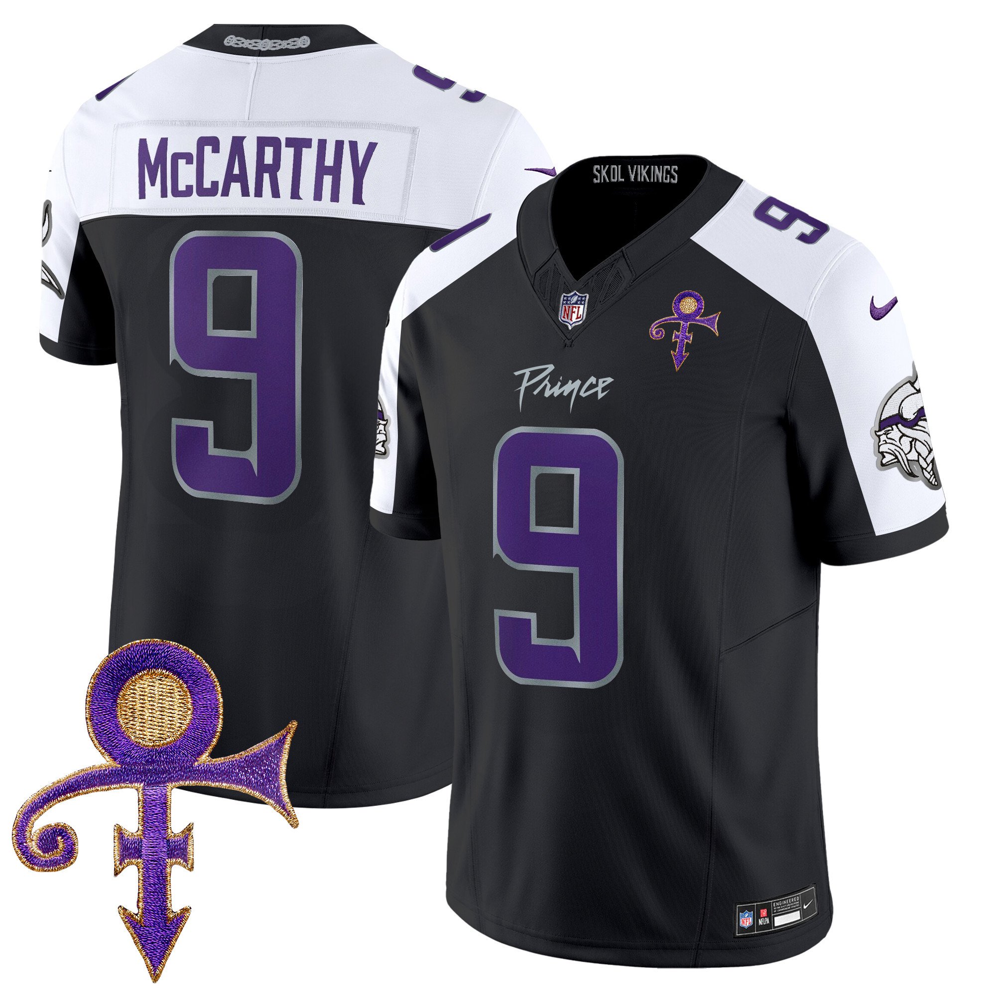 Men's J.J. McCarthy Minnesota Vikings 2024 Prince Vapor Limited Black Alternate Jersey - All Stitched