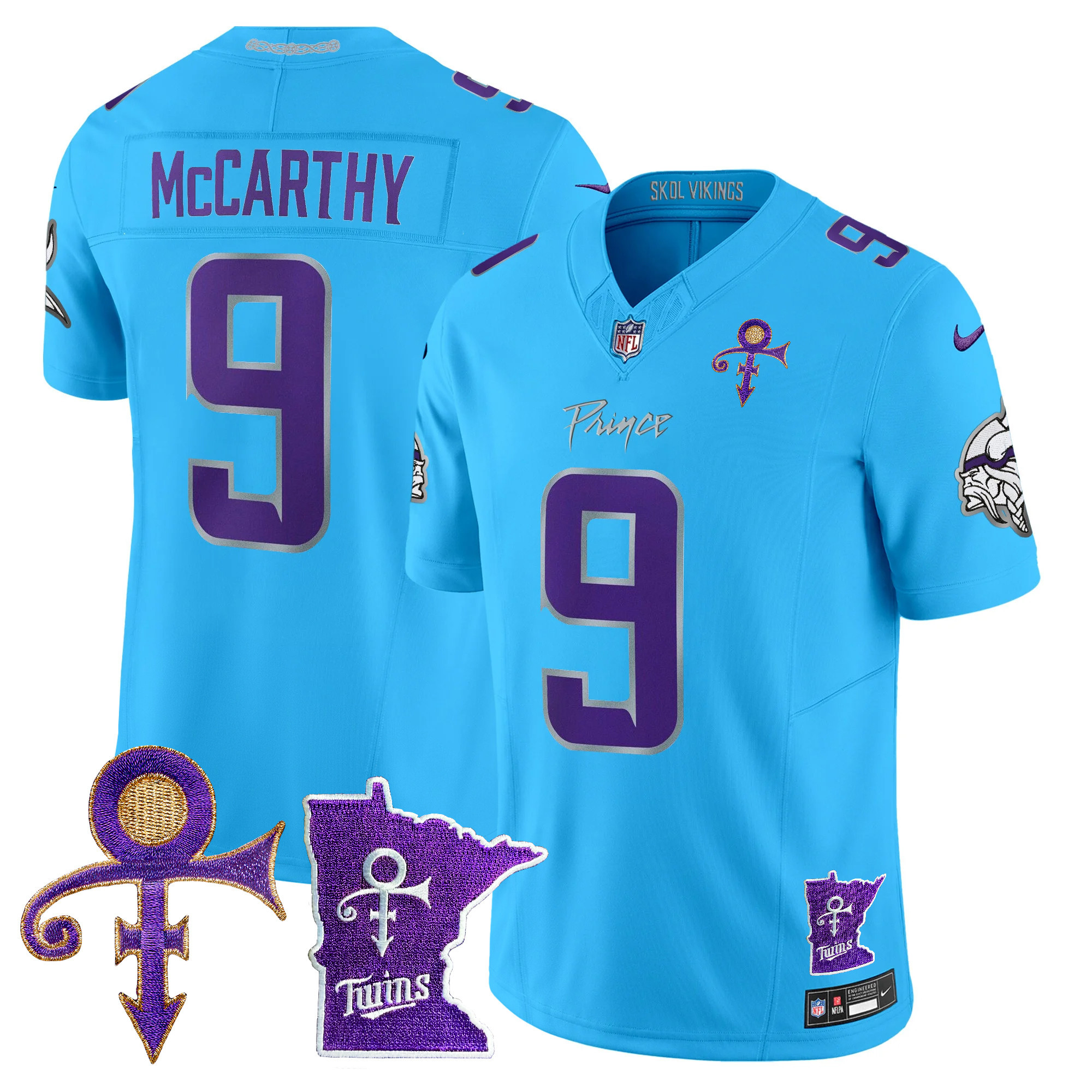 Men's J.J. McCarthy Minnesota Vikings 2024 Prince Vapor Limited Light Blue Jersey V2 - All Stitched