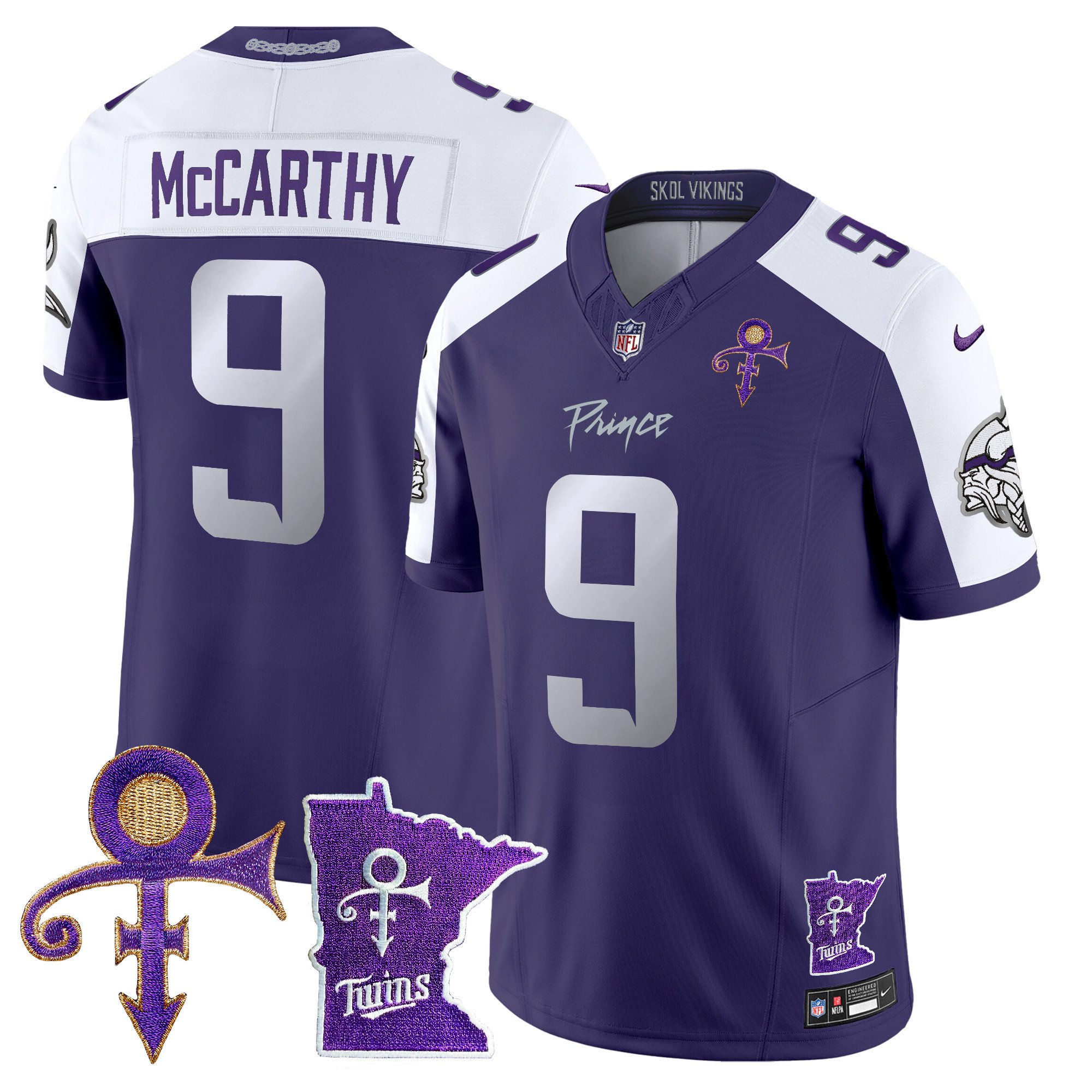 Men's J.J. McCarthy Minnesota Vikings 2024 Prince Vapor Limited Purple Alternate Jersey V2 - All Stitched