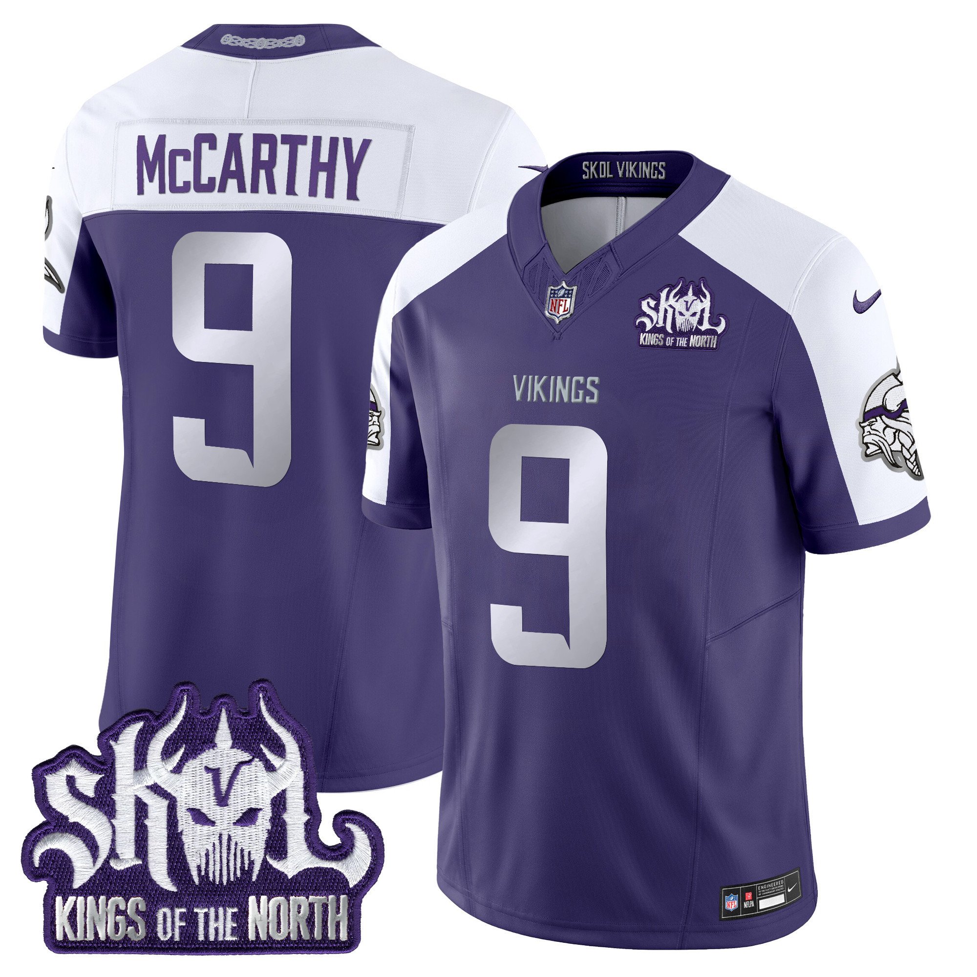 Men's J.J. McCarthy Minnesota Vikings 2024 Winter Warrior Skol Patch Vapor Limited Purple Alternate Jersey - All Stitched