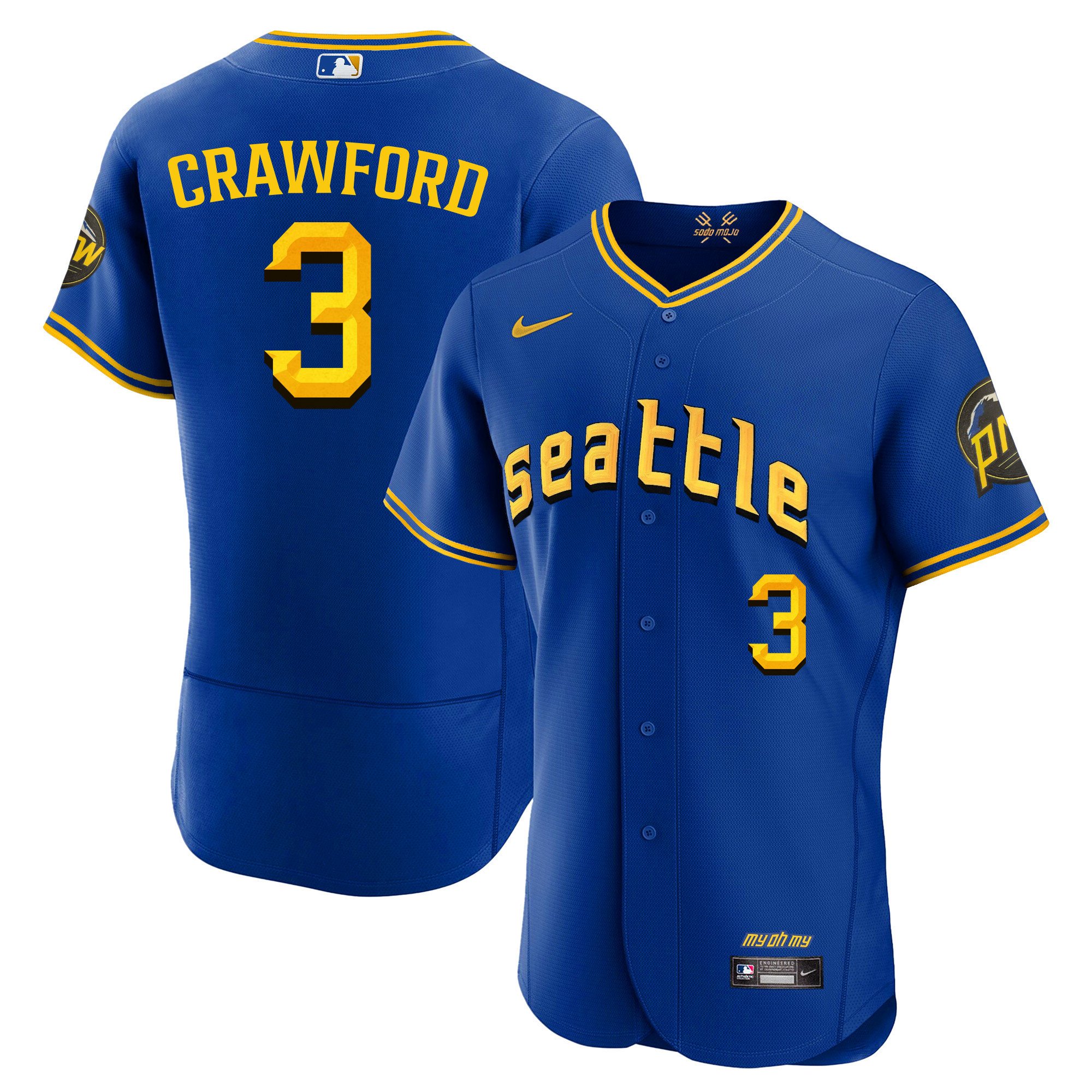 Men's J.P. Crawford Seattle Mariners 2023 City Connect Fan Made Edition Flex Base Jersey - All Stitched