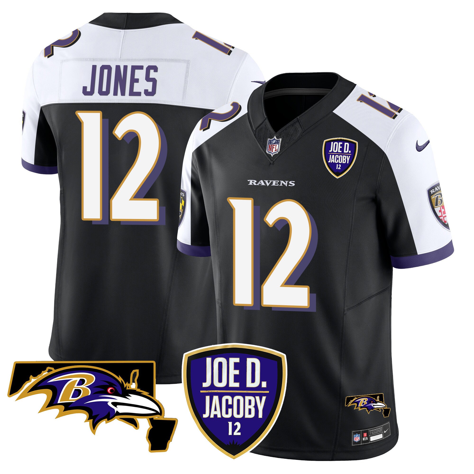 Men's Jacoby Jones Baltimore Ravens Joe D & Jacoby Patch Vapor Limited Black Alternate Jersey - All Stitched