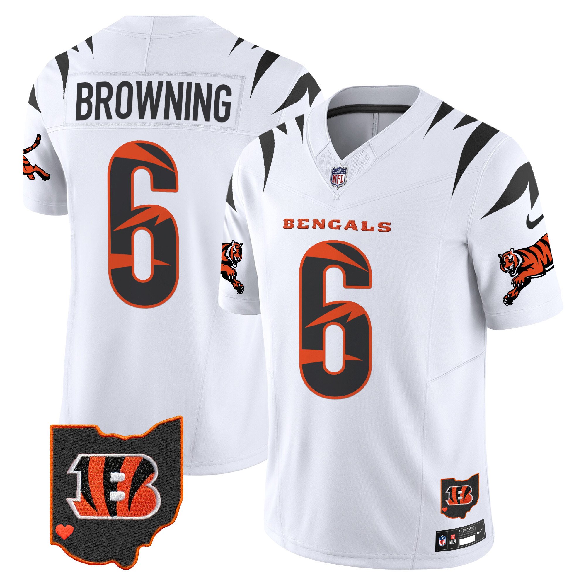 Men's Jake Browning Cincinnati Bengals Special Vapor Limited White Jersey - All Stitched