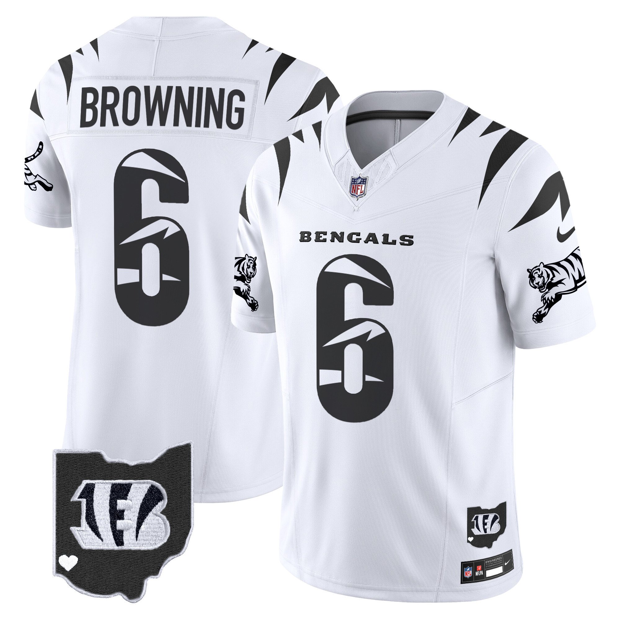 Men's Jake Browning Cincinnati Bengals Special Vapor Limited White Limited Jersey - All Stitched