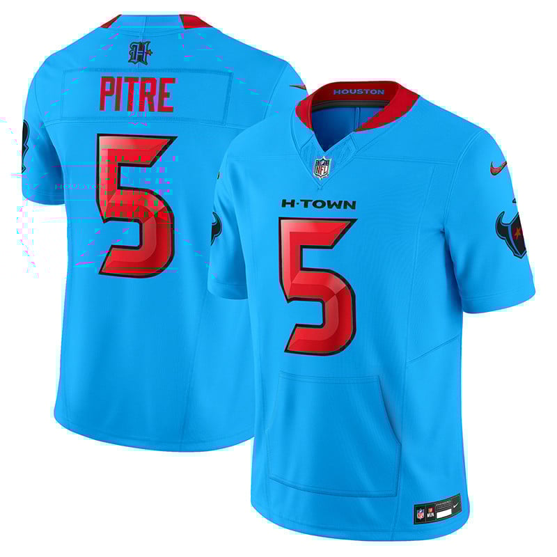 Men's Jalen Pitre Houston Texans 2024 Vapor Hand Warmer Blue Jersey - All Stitched